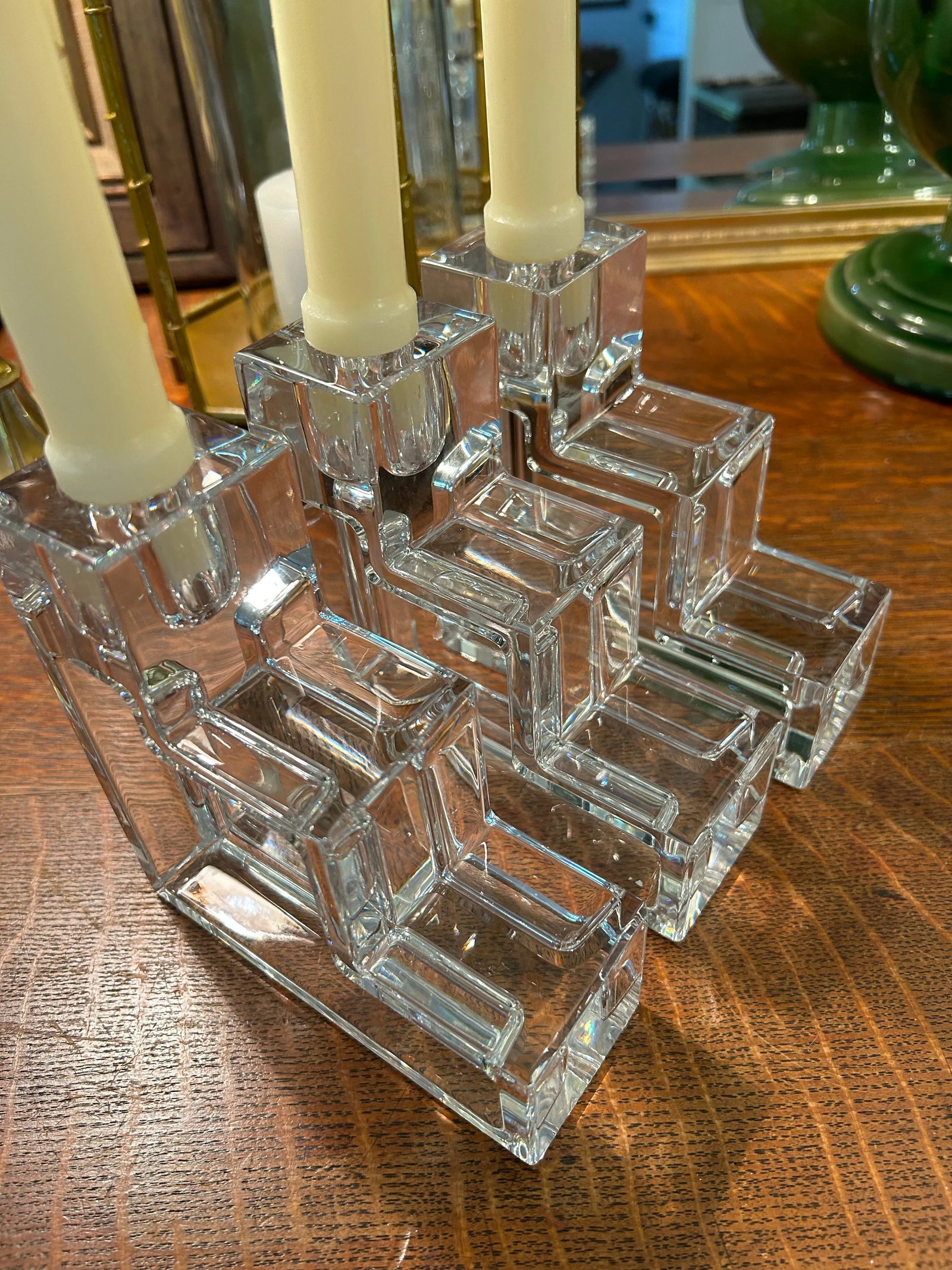 Late 20th Century Art Deco Modernist Wilber L Orme Mma Glass Candlestick Holders - a Set of 3 - 6