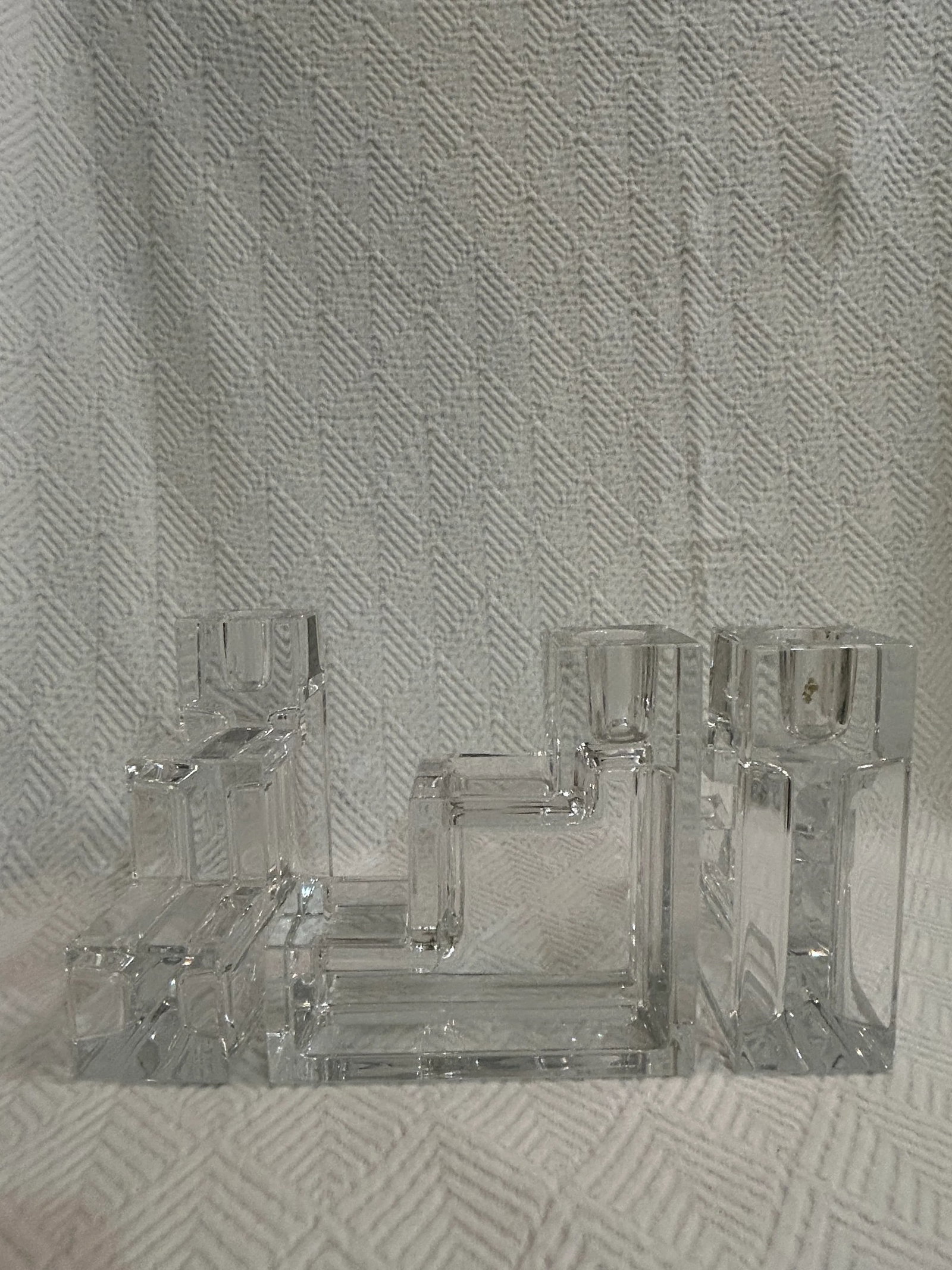 Late 20th Century Art Deco Modernist Wilber L Orme Mma Glass Candlestick Holders - a Set of 3 - 7