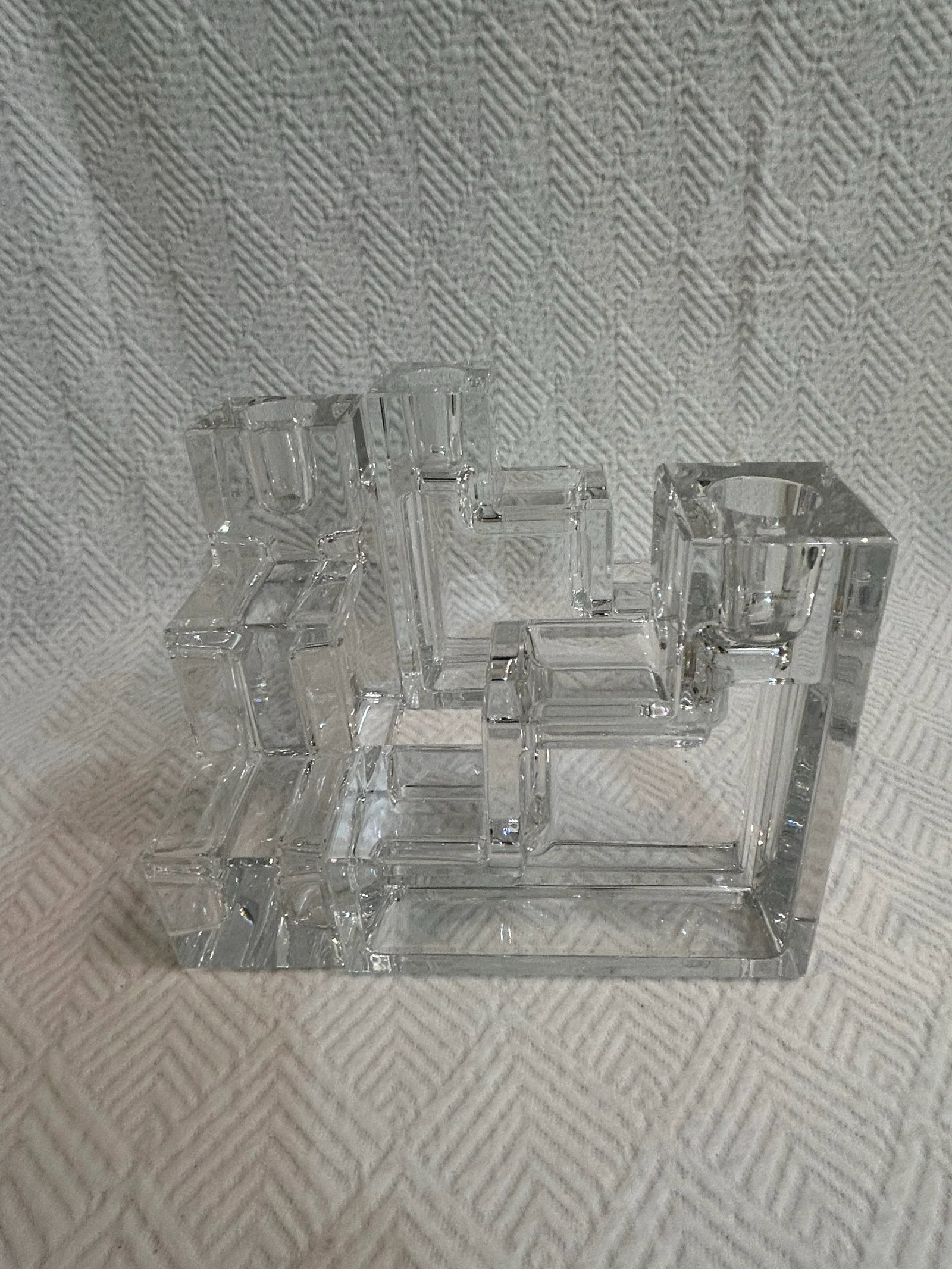 Late 20th Century Art Deco Modernist Wilber L Orme Mma Glass Candlestick Holders - a Set of 3 - 8
