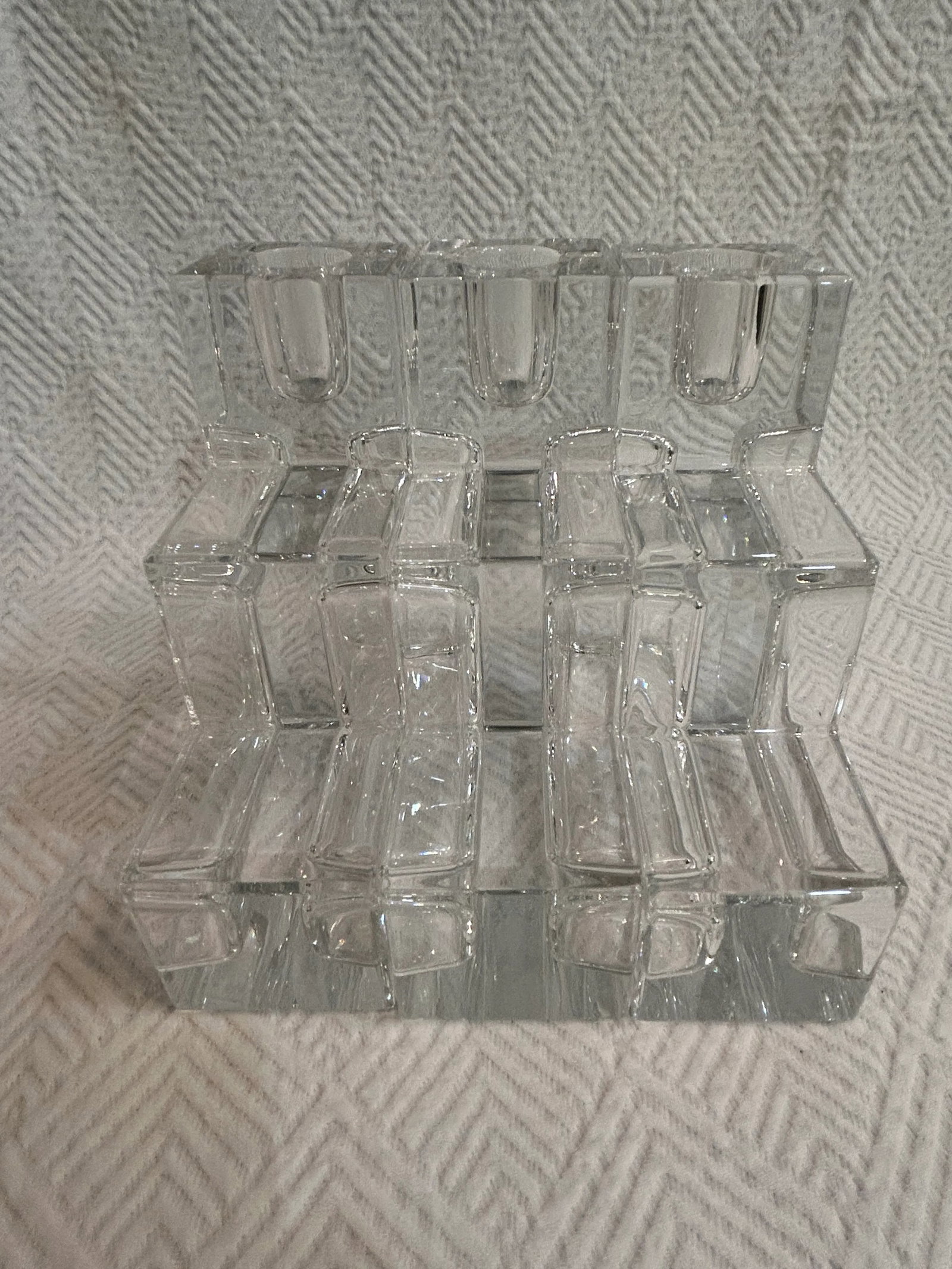 Late 20th Century Art Deco Modernist Wilber L Orme Mma Glass Candlestick Holders - a Set of 3 - 9