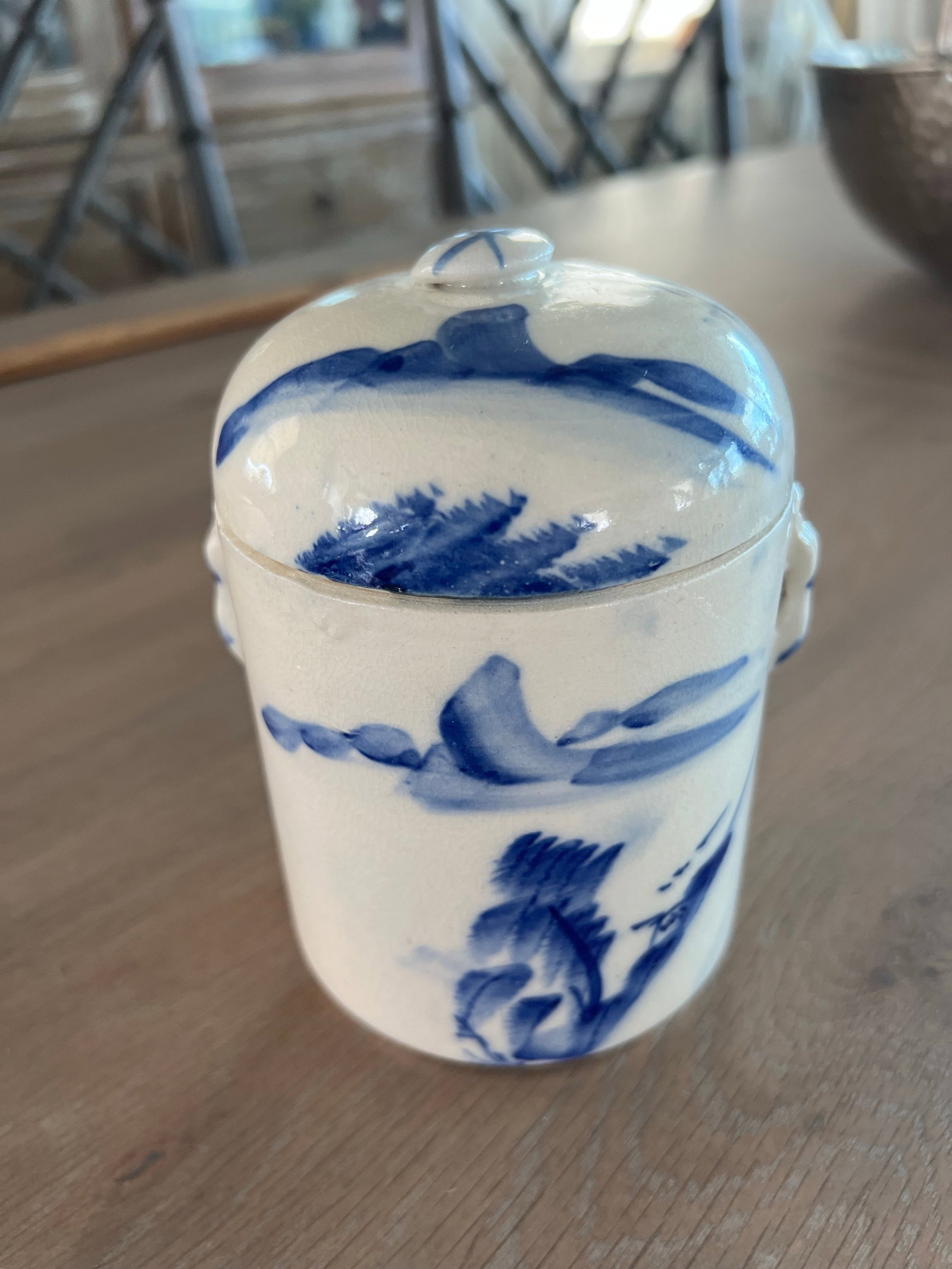Chinoiserie Blue & White Chinese Tea Caddy - 2