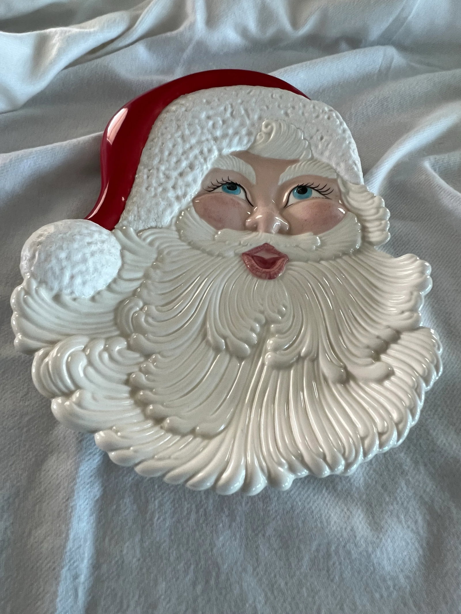 Vintage Large Santa Ceramic Serving Tray - 2
