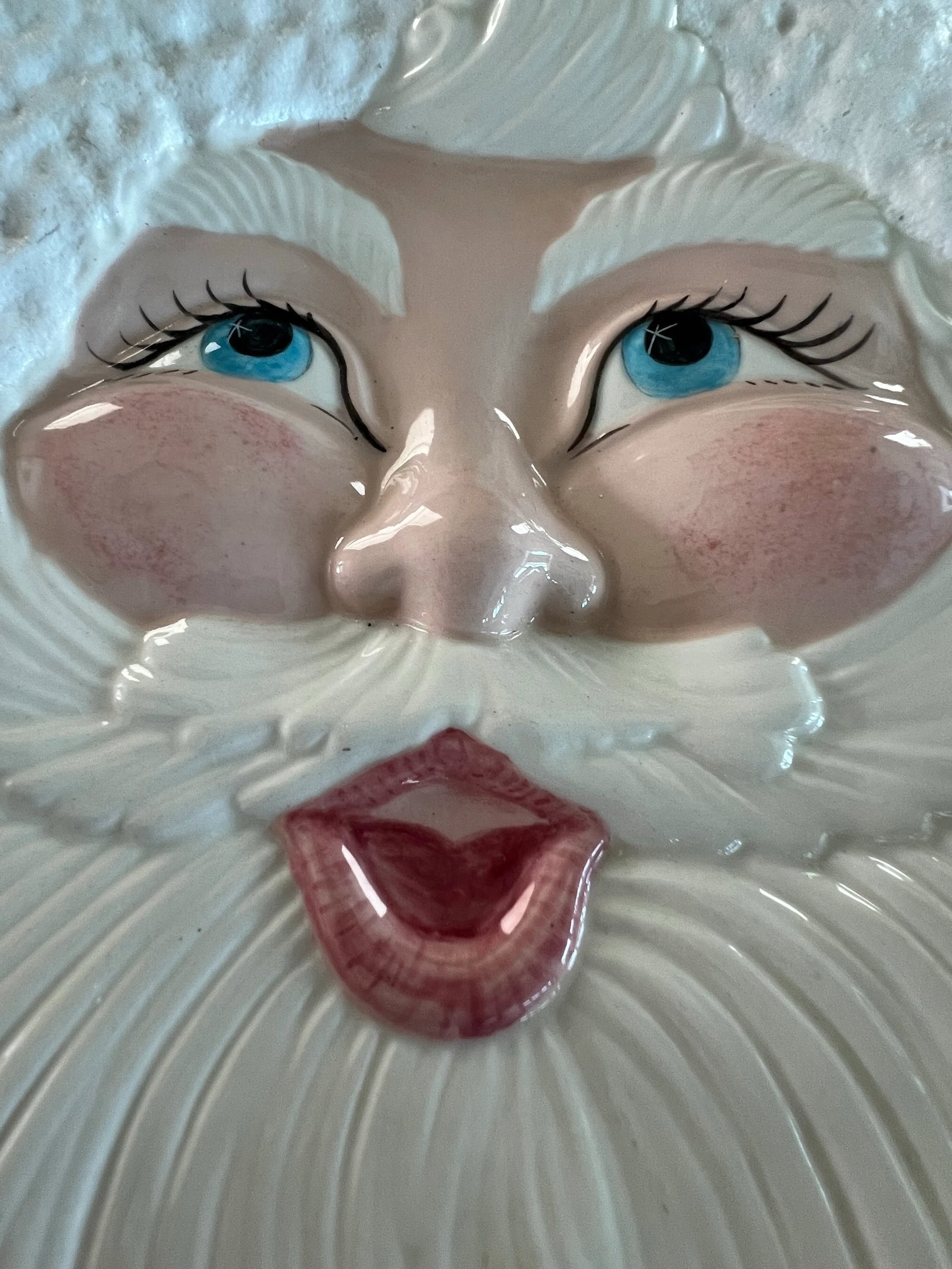 Vintage Large Santa Ceramic Serving Tray - 5