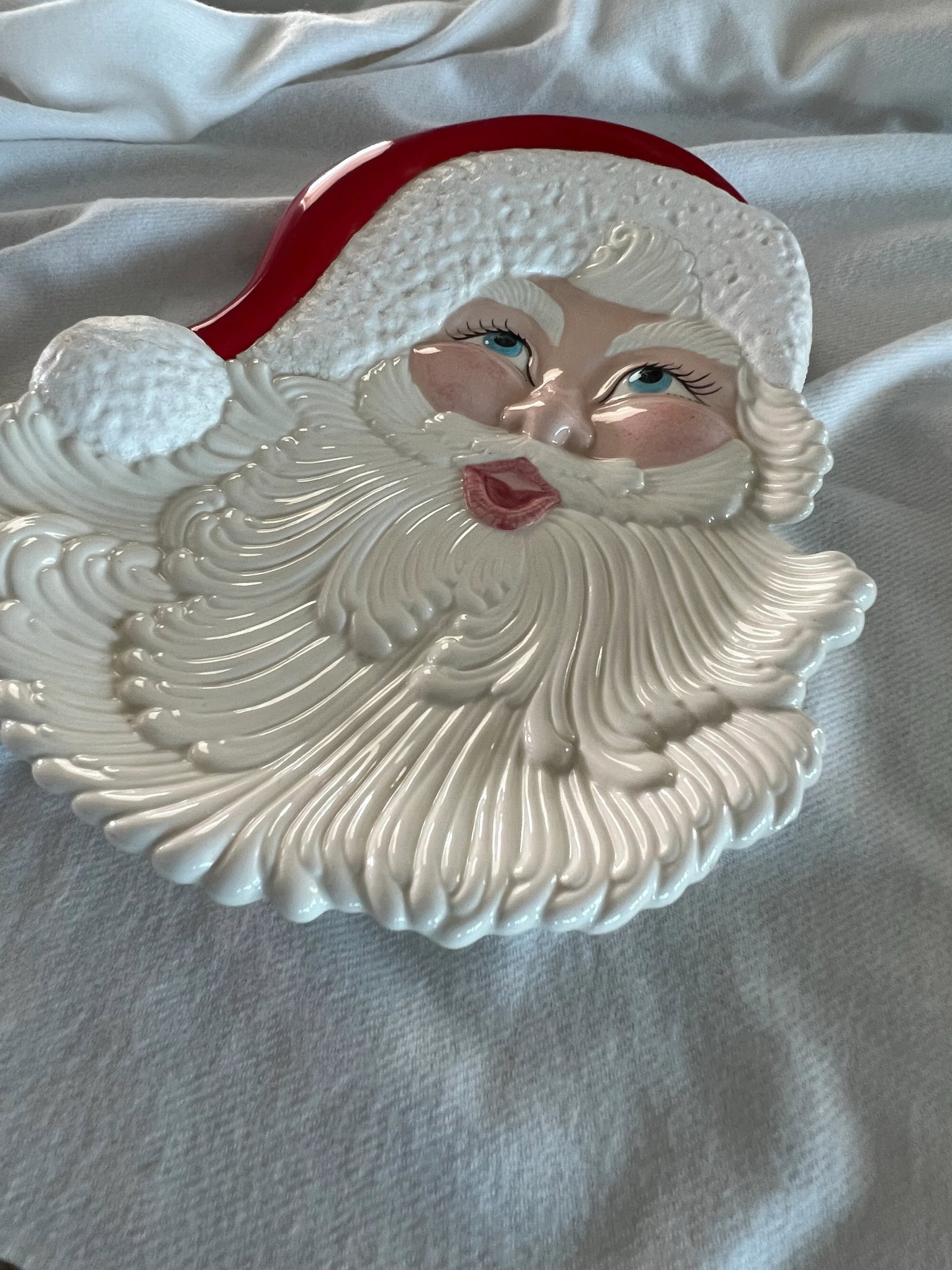 Vintage Large Santa Ceramic Serving Tray - 8