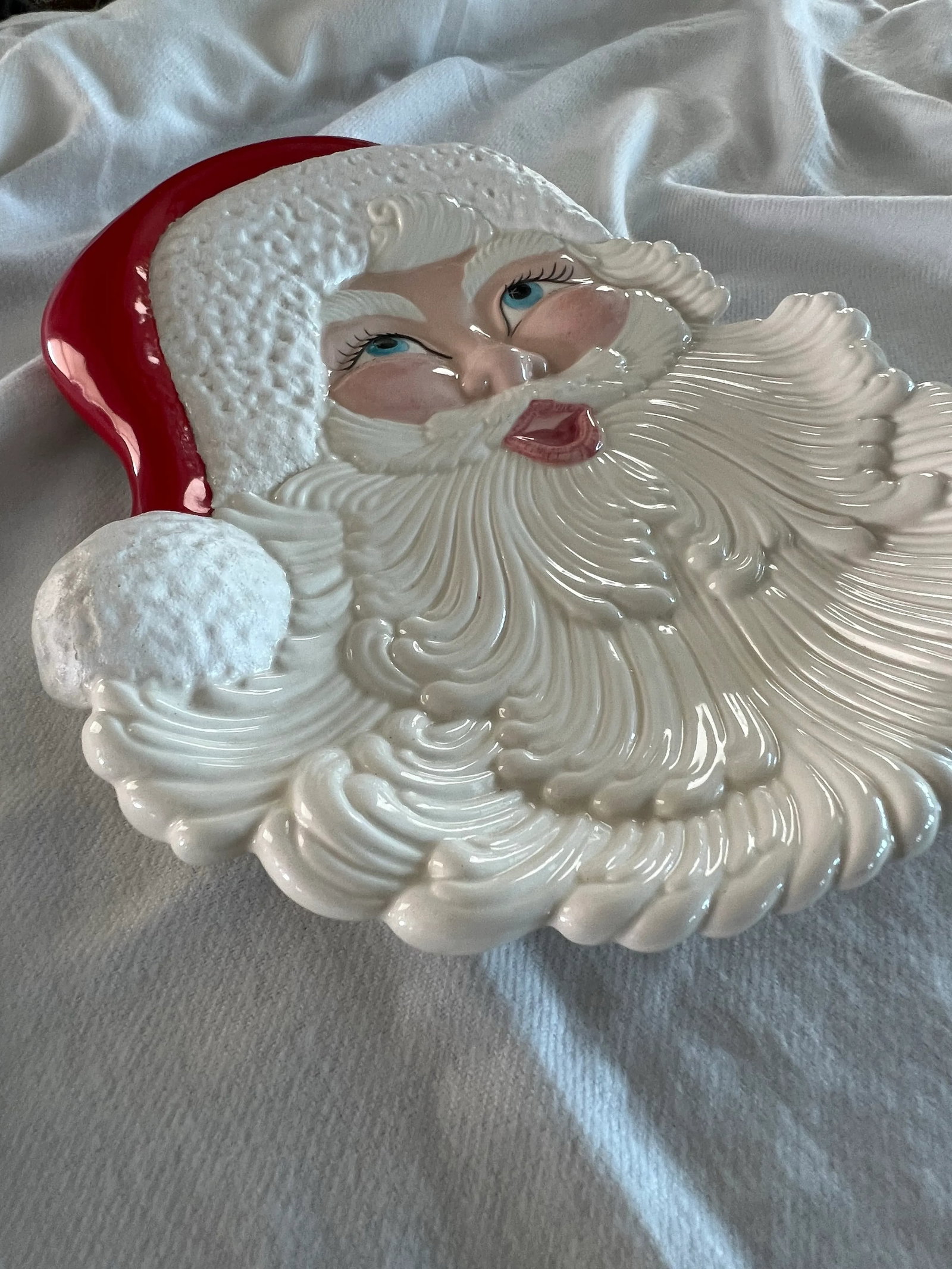 Vintage Large Santa Ceramic Serving Tray - 9
