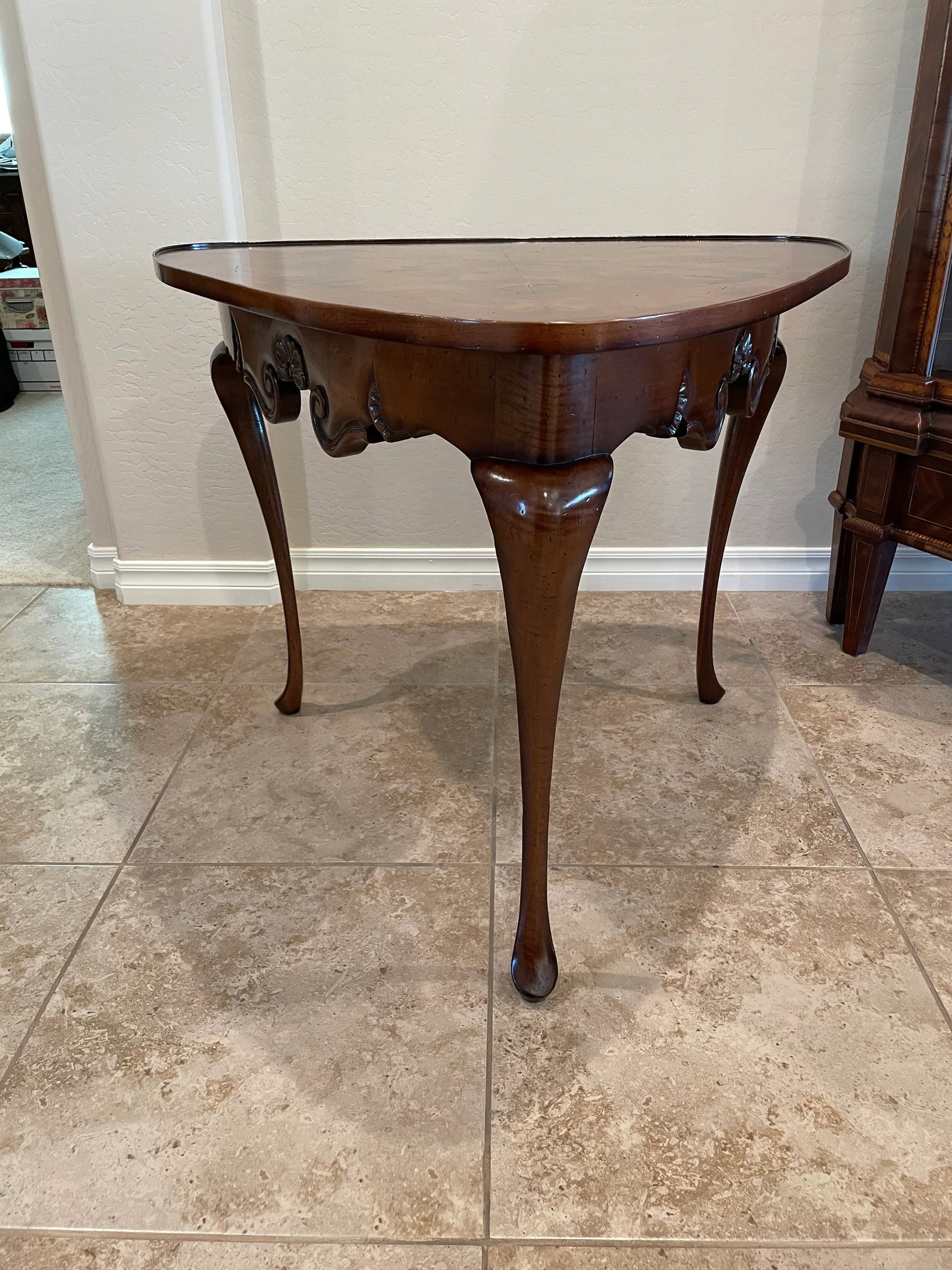 End Table Inlaid Wood Marquetry Style - 13