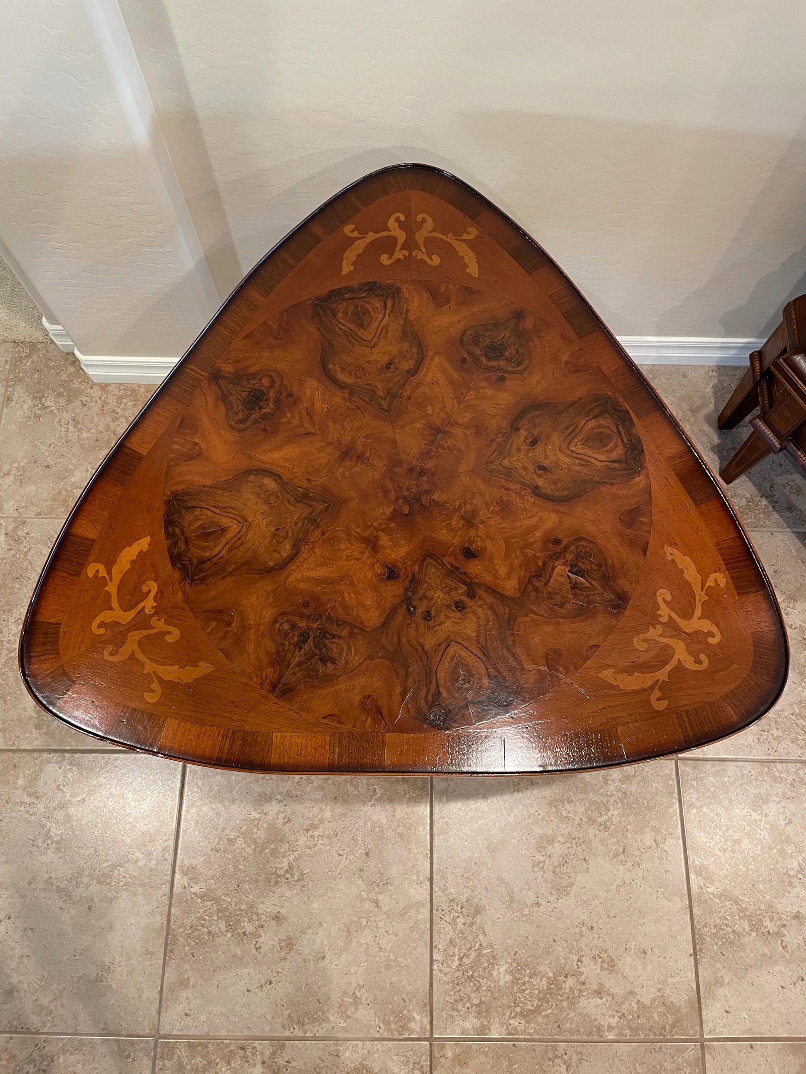 End Table Inlaid Wood Marquetry Style - 5