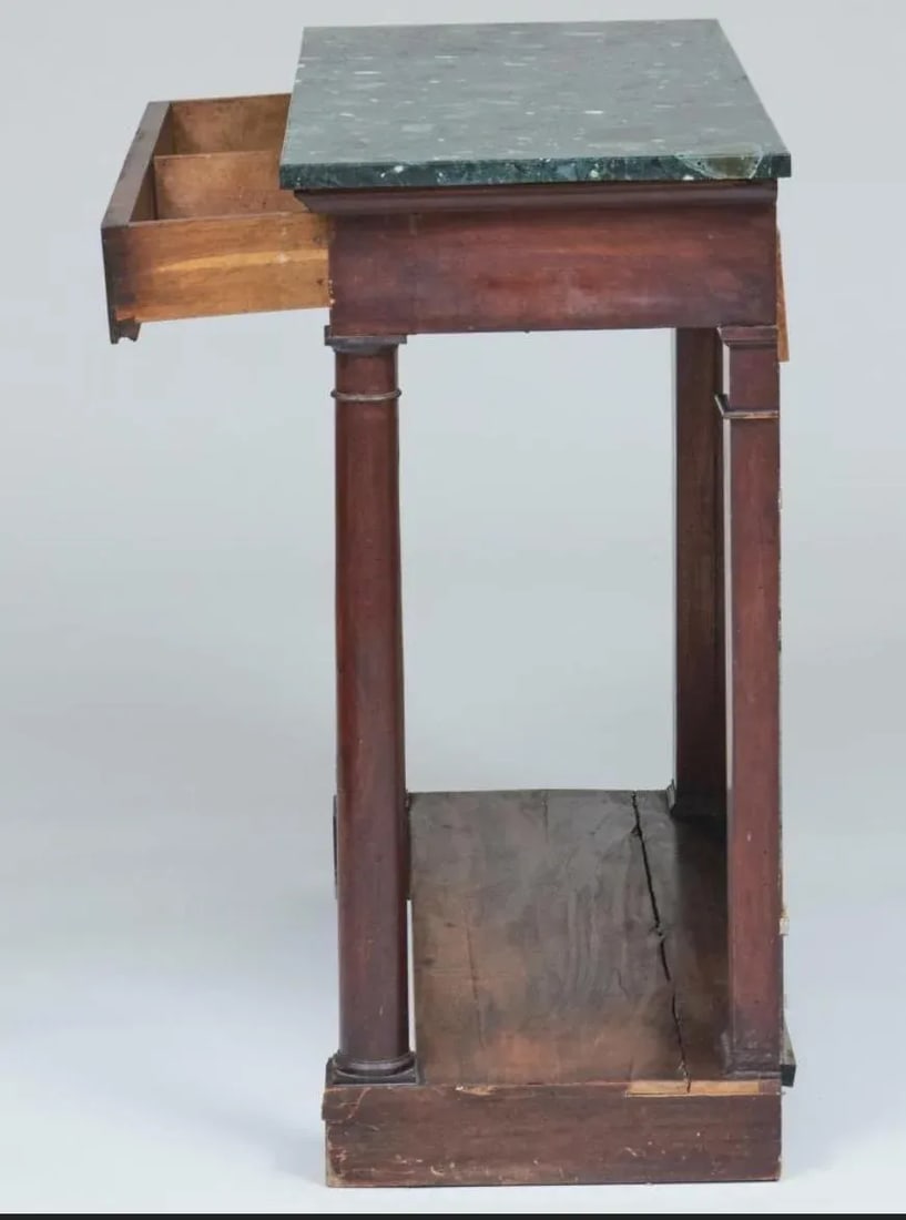 Empire Ormolu Mounted French Empire Mirrors Console Table in Mahogany With Marble Top - 2