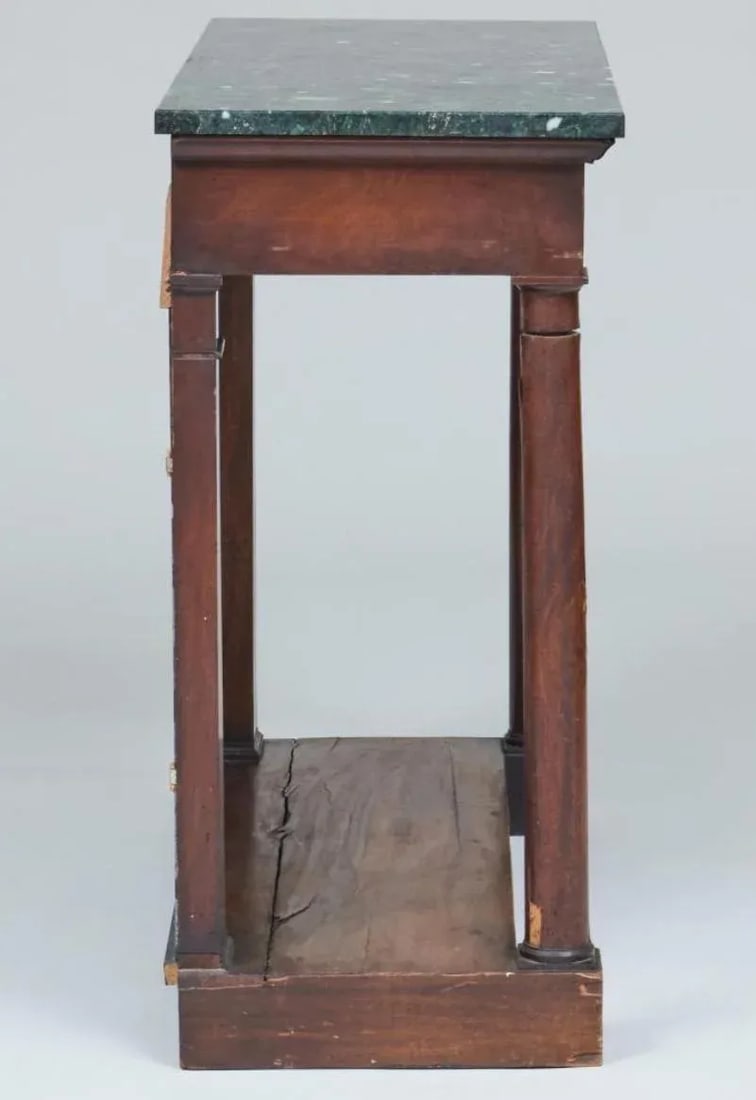 Empire Ormolu Mounted French Empire Mirrors Console Table in Mahogany With Marble Top - 6