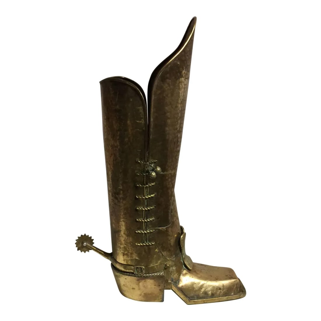 Patinated Brass Boot Shaped Umbrella Stand, Italy, 1960s - 2
