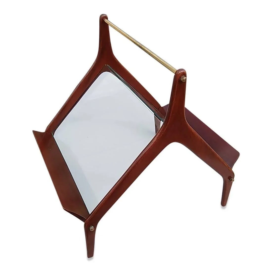 1960s Italian Mahogany and Glass Magazine Rack - 4