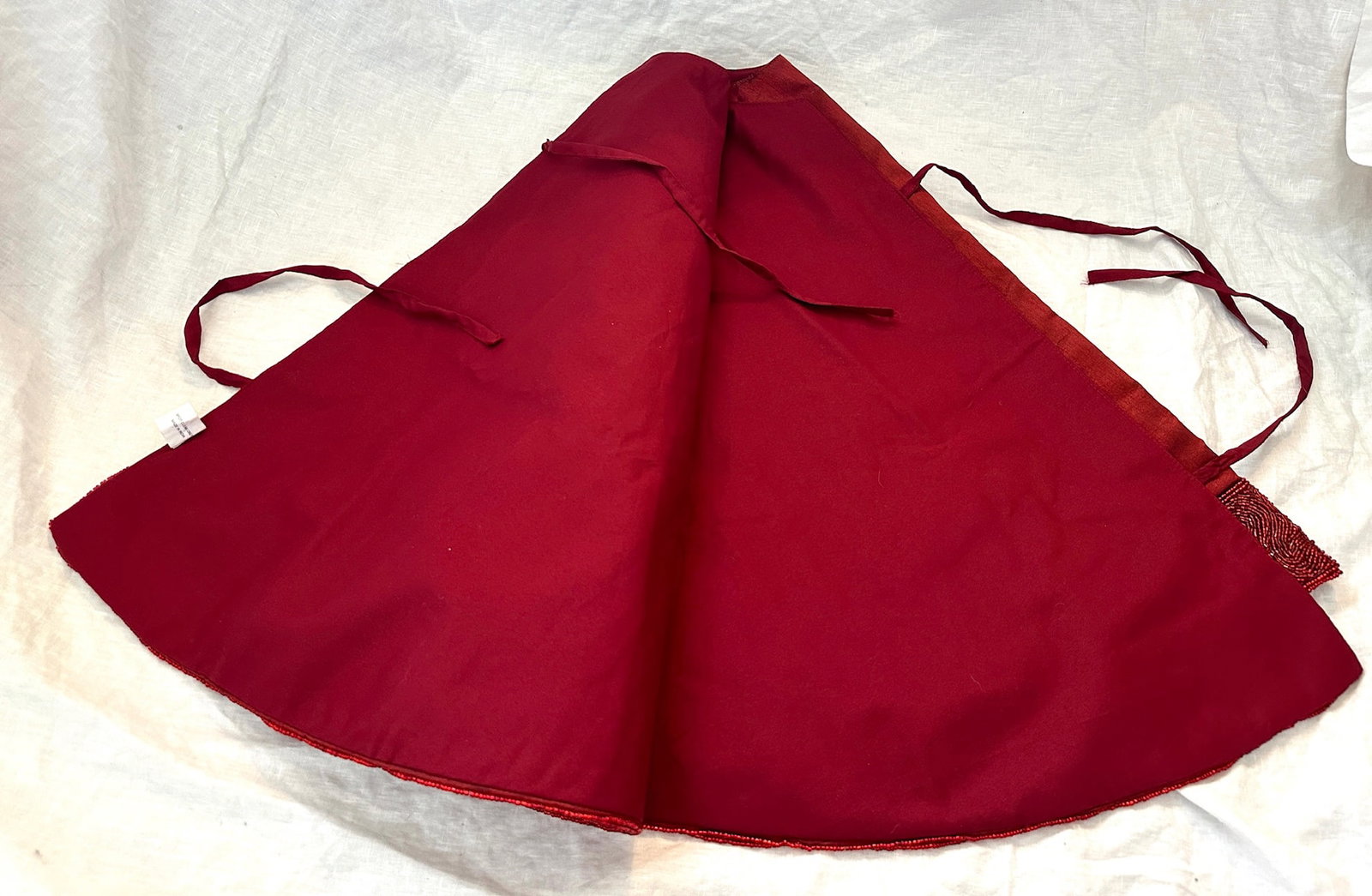 Red Shimmer Hand Beaded Tree Skirt - 5