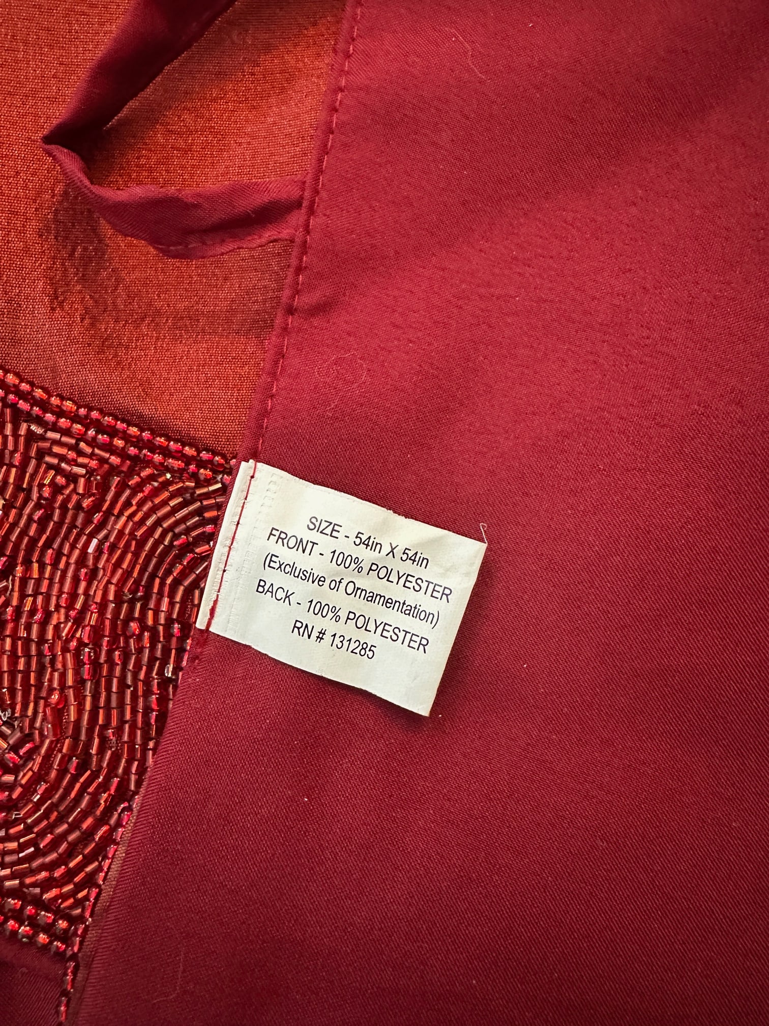 Red Shimmer Hand Beaded Tree Skirt - 8