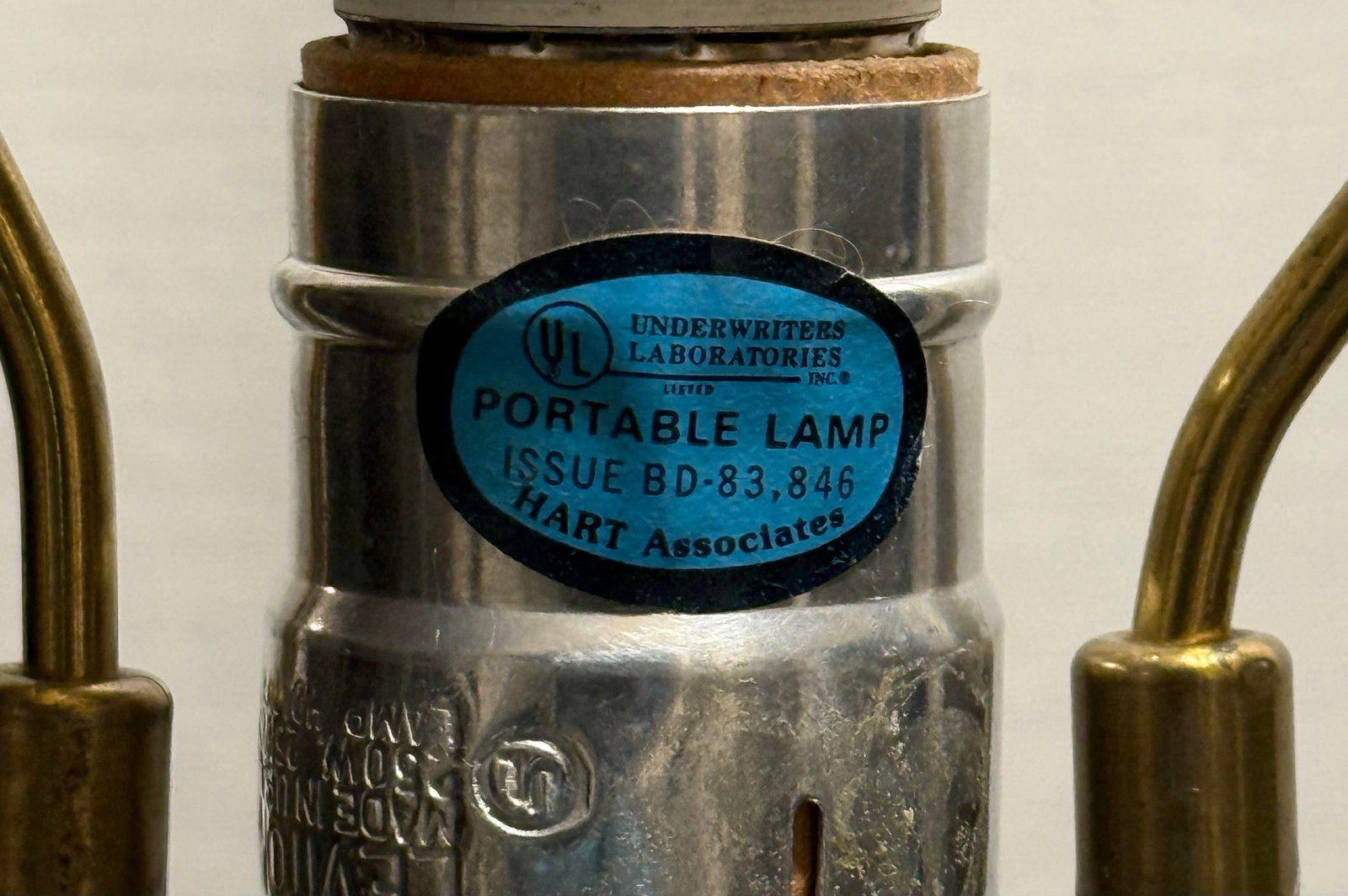 Vintage Hart Associates Post-Modern Brass & Metal Floor Lamp With Black Shade and Cream Painted Legs - 12