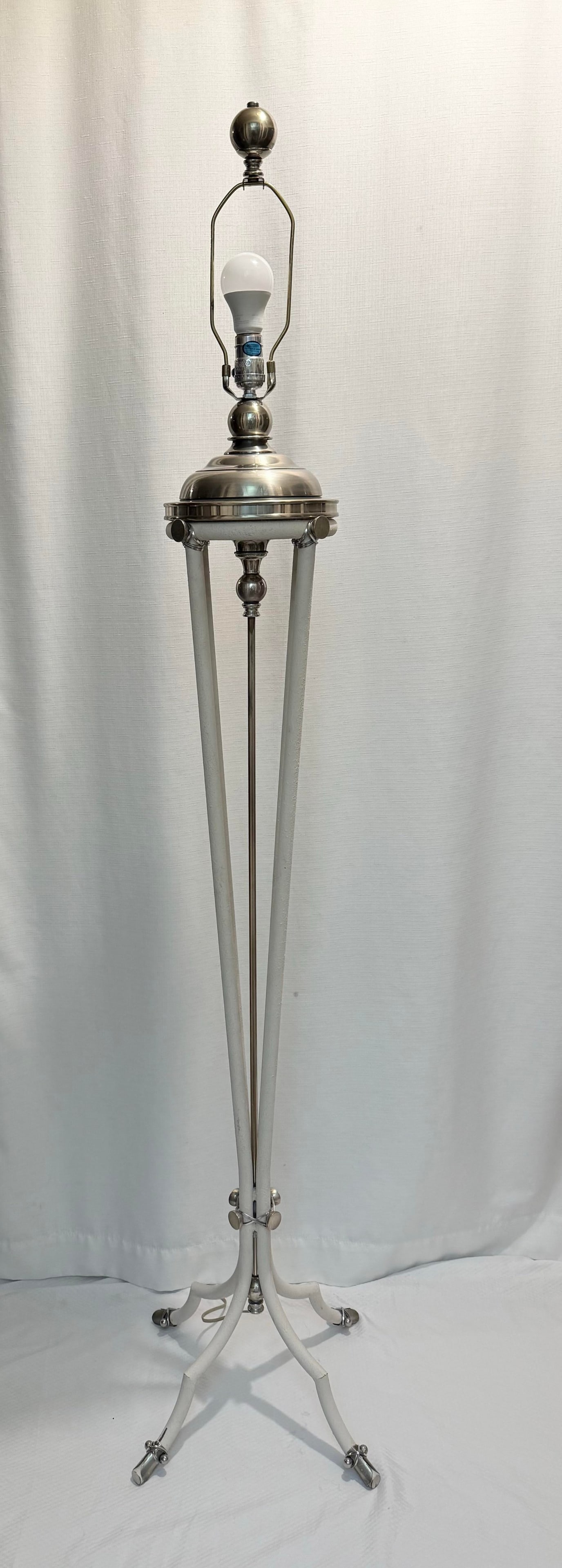 Vintage Hart Associates Post-Modern Brass & Metal Floor Lamp With Black Shade and Cream Painted Legs - 3