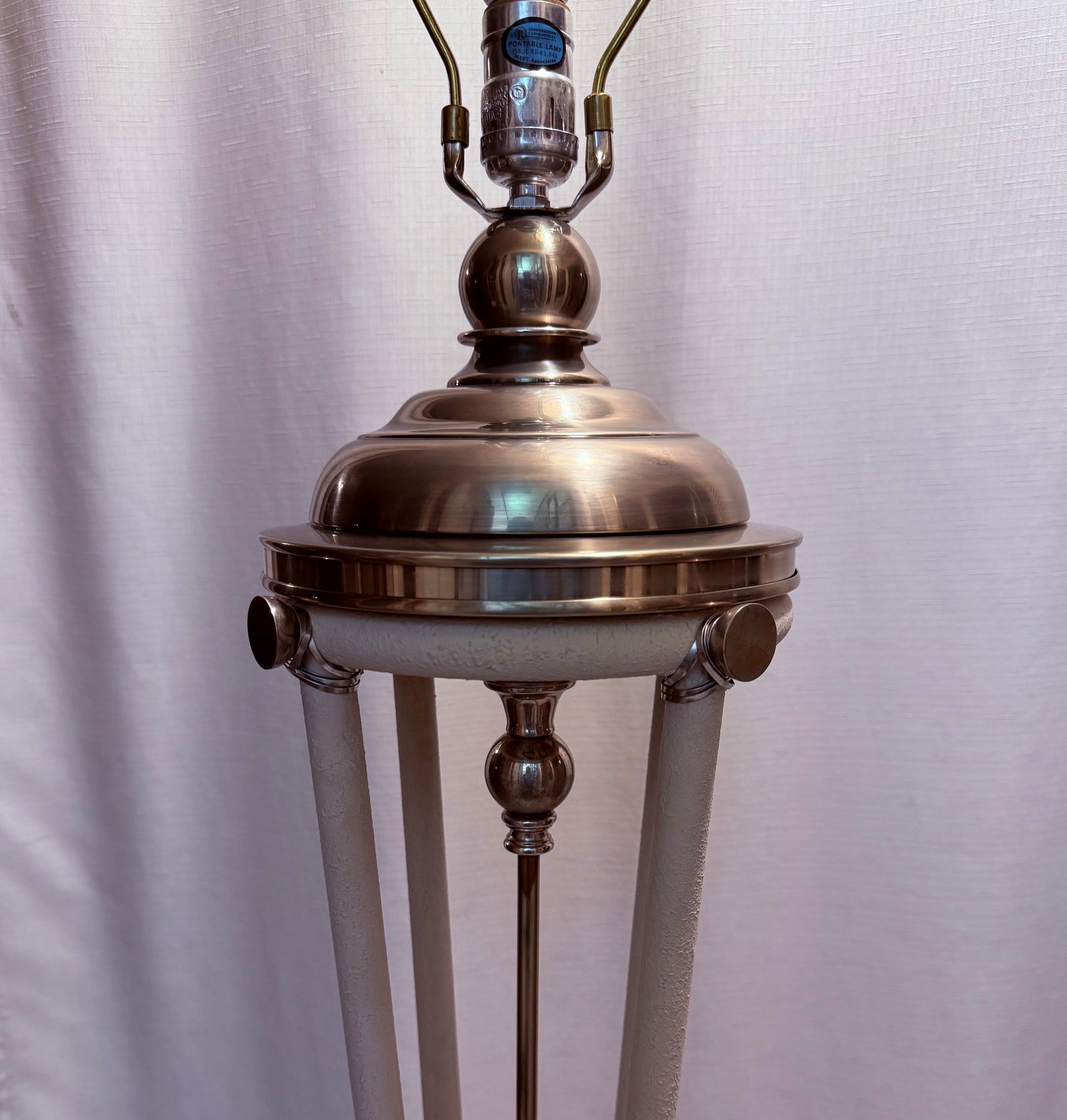 Vintage Hart Associates Post-Modern Brass & Metal Floor Lamp With Black Shade and Cream Painted Legs - 4