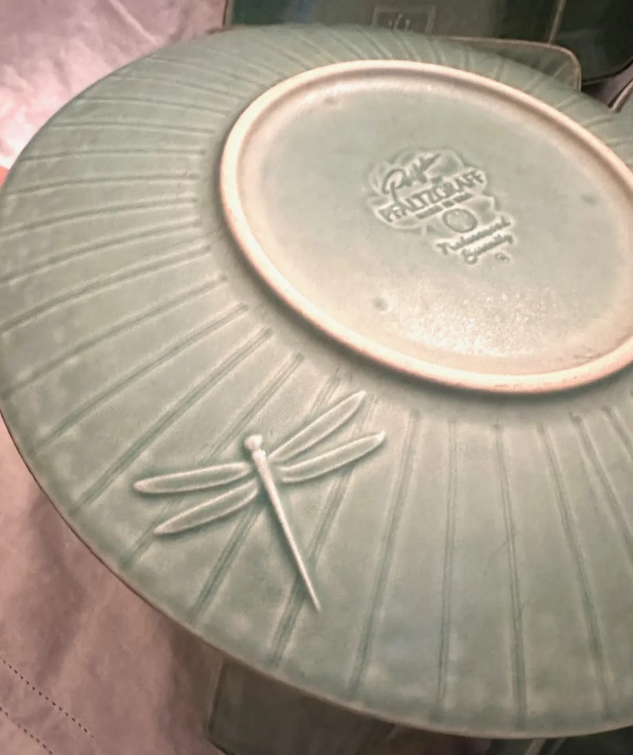 Vintage Pfaltzgraff "Naturewood Serenity Green" Stoneware Set of 34 - 6