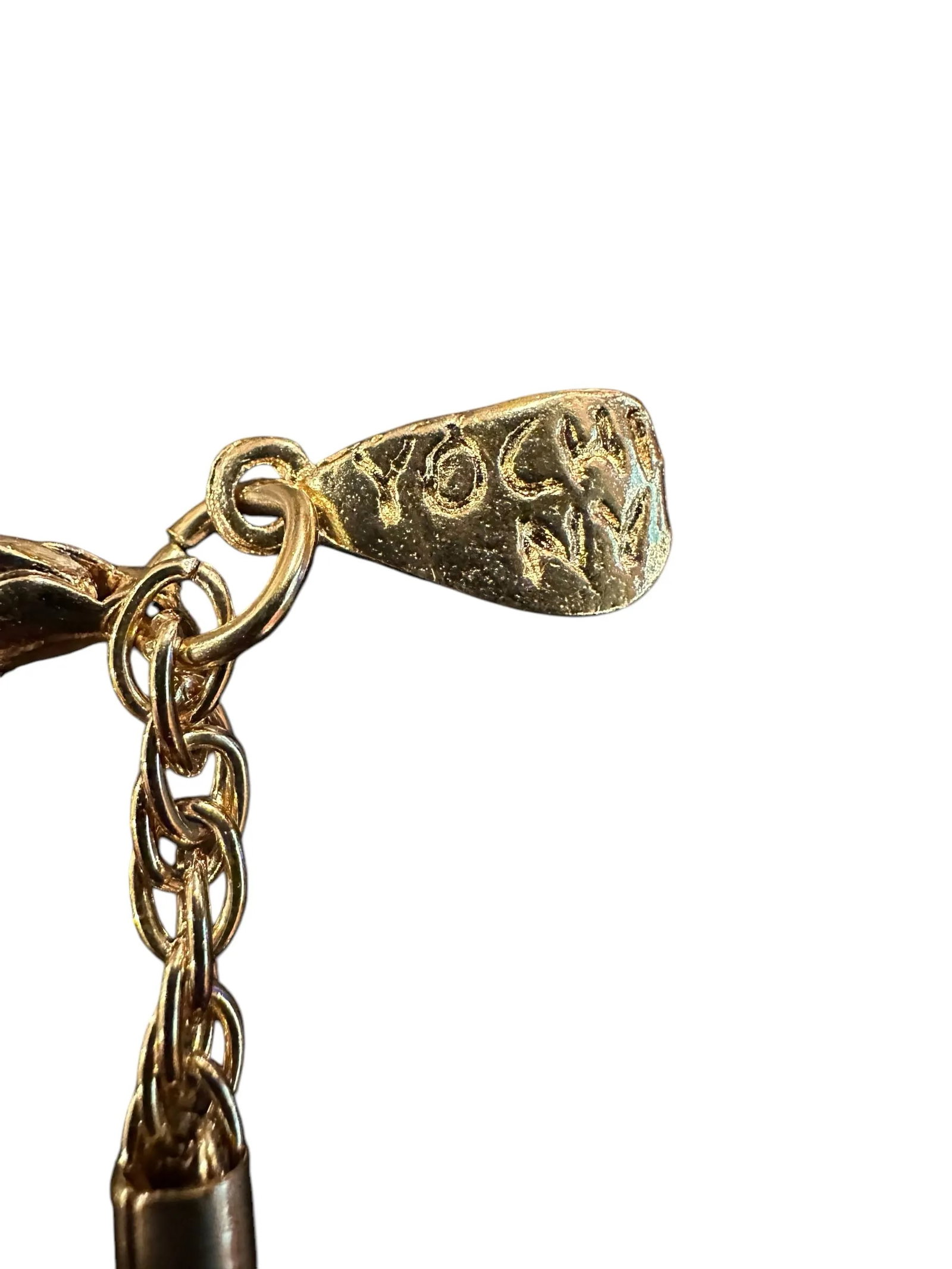 Late 20th Century Signed Yochi New York Natural Agate Slab Gold Tone Necklace - 7