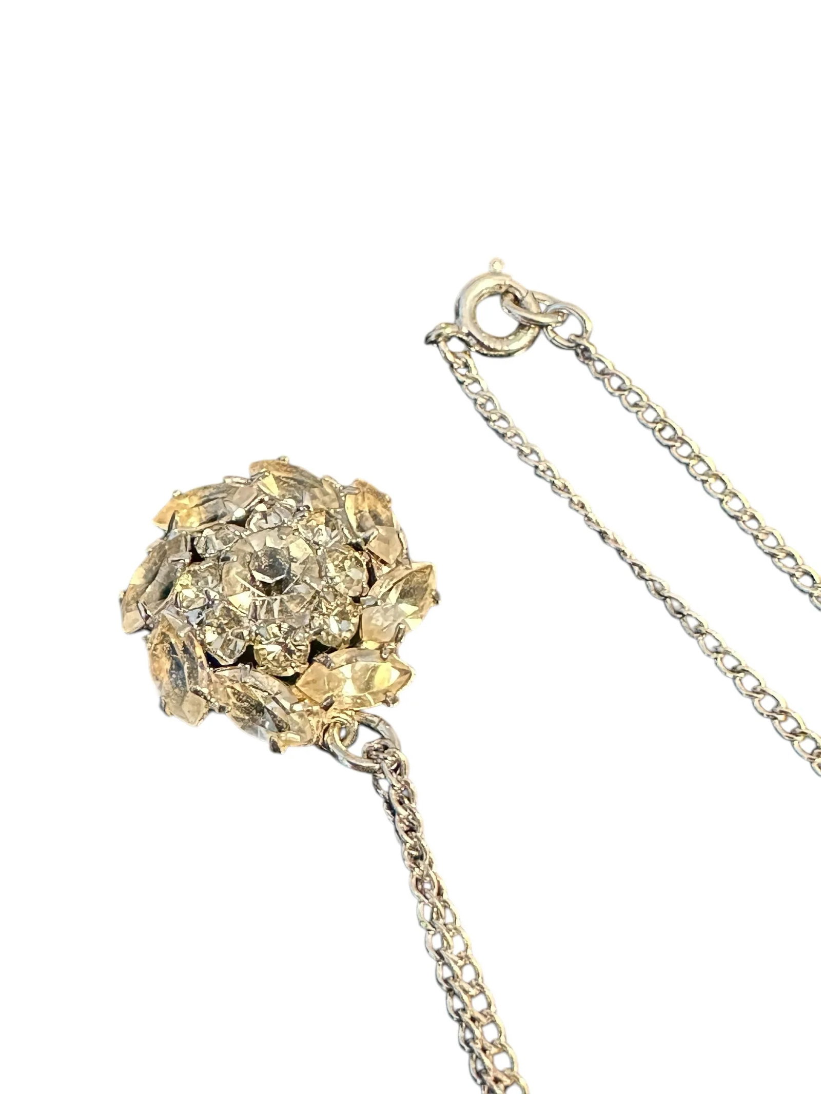 Sterling Rhinestone Earrings and Necklace Pendant Set 1968, Set of 3 - 9