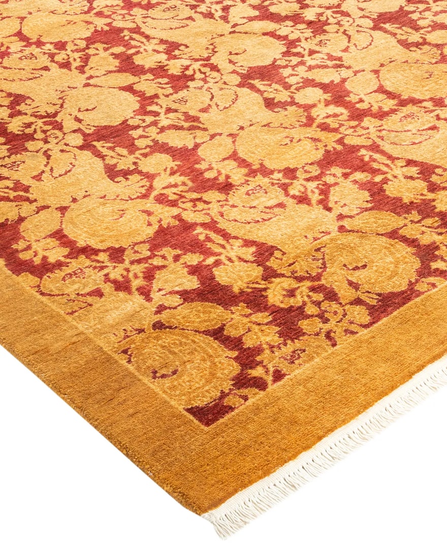 Mogul, One-of-a-Kind Hand-Knotted Area Rug - Yellow, 4' 1" x 4' 1" - 2