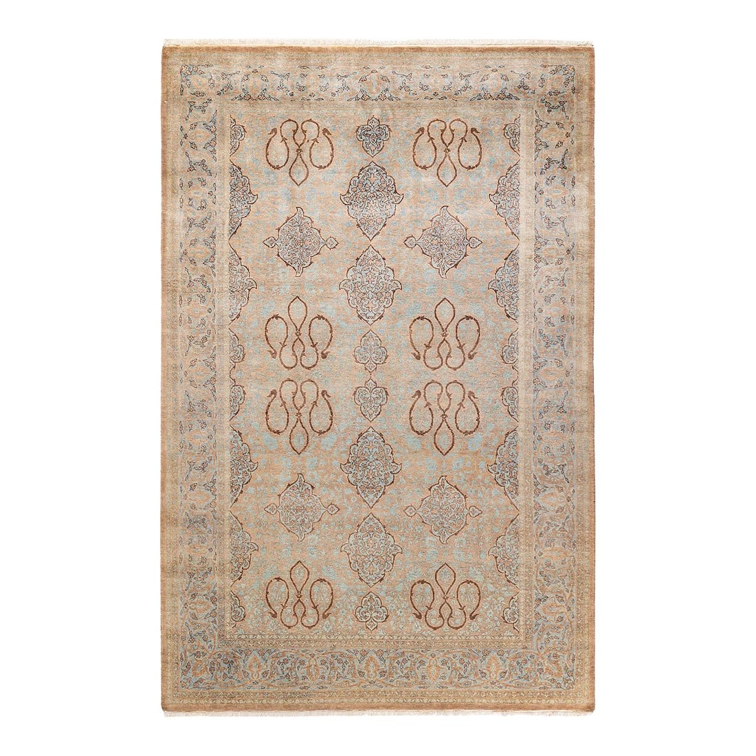 Mogul, One-of-a-Kind Hand-Knotted Area Rug - Brown, 5' 3" x 8' 0": With understated palettes and allover designs, the rugs in the Mogul Collection will bring timeless sophistication to any room. Influenced by a spectrum of Turkish, Indian, and Persian designs, the
