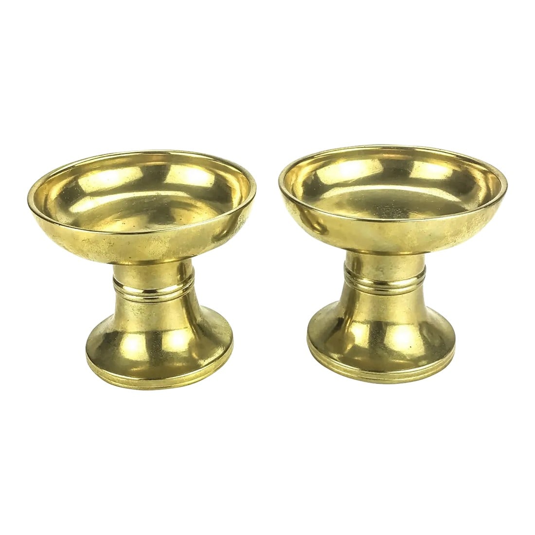 Heavy Solid Brass Pedestal Candle Holders a Pair (1 of 9)