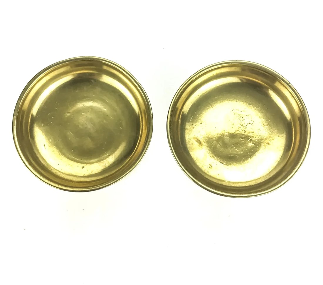 Heavy Solid Brass Pedestal Candle Holders a Pair - 7