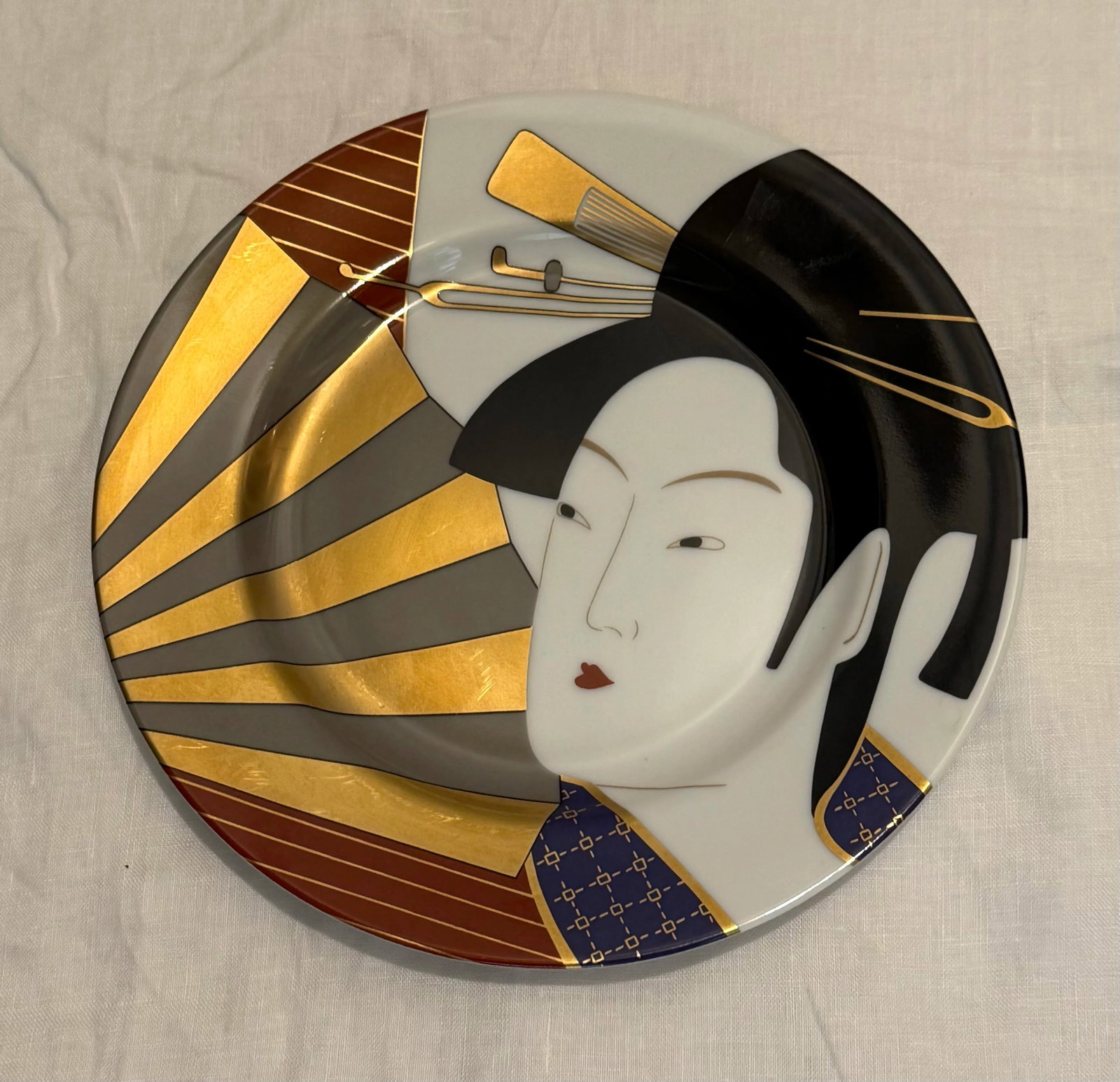 Vintage 1980s Fitz and Floyd Geisha Collection Salad Plates - Set of 8 - 3