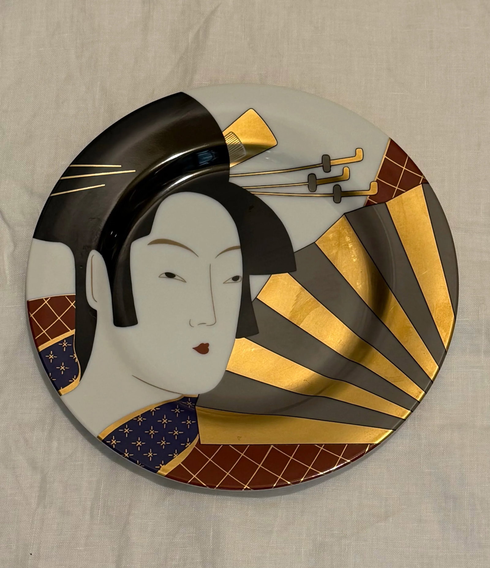 Vintage 1980s Fitz and Floyd Geisha Collection Salad Plates - Set of 8 - 6