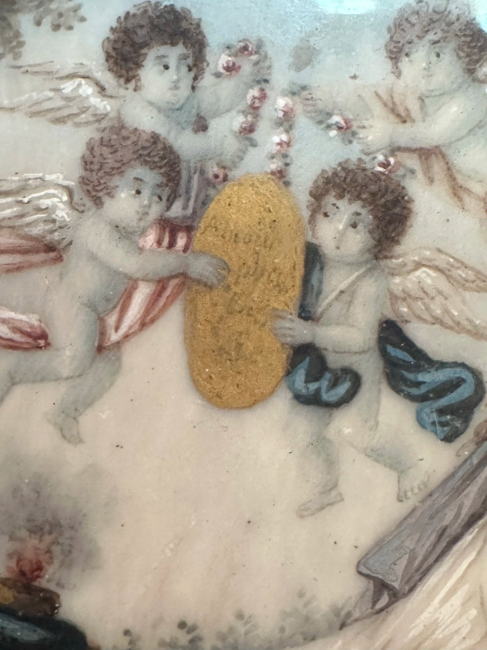 19th Century Neoclassical Miniature Painting Pair in Original Ebonized Frames & Glass, Circa 1850, P - 8