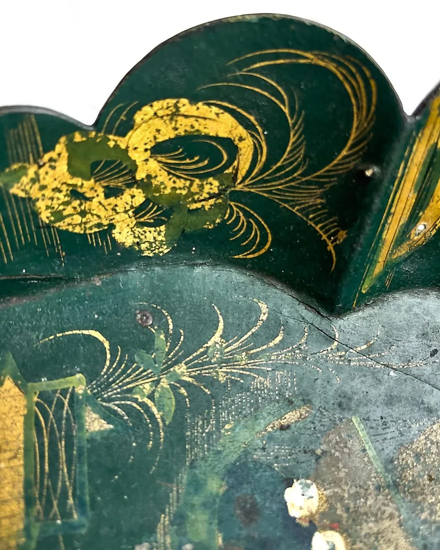 19th Century English Victorian Papier Mache Inlay & Gold Leaf Dust Pan - 6