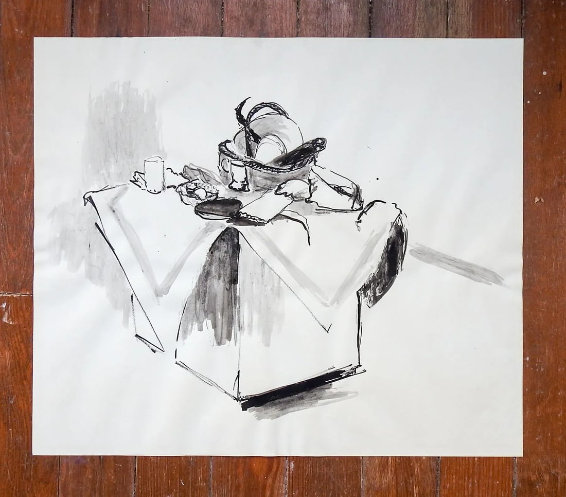 Mid 20th Century Modernist Pen & Ink Still Life Drawing - 3