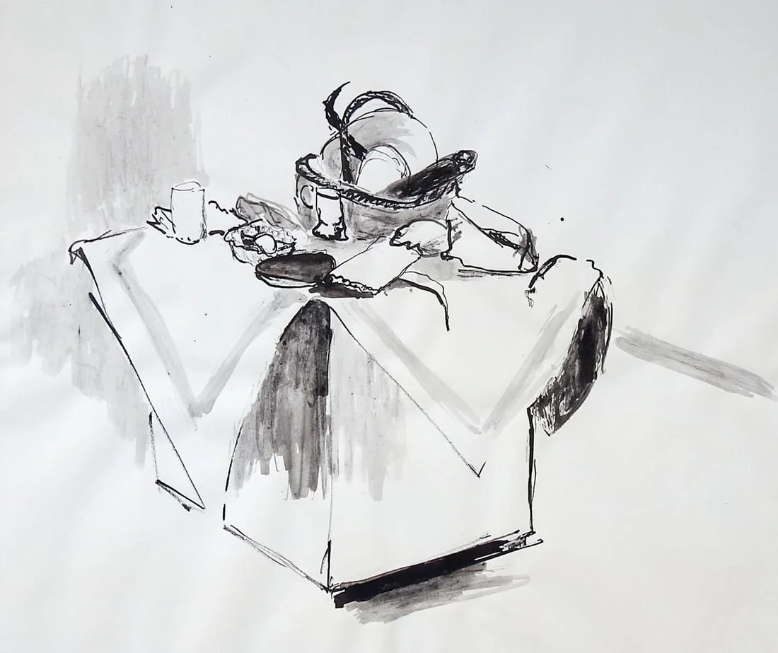 Mid 20th Century Modernist Pen & Ink Still Life Drawing - 4