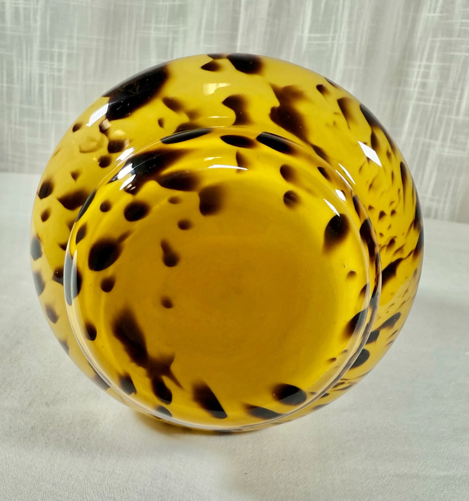 Vintage Tortoise Hand Blown Glass Art Murano Style Flora Form Vase - 10