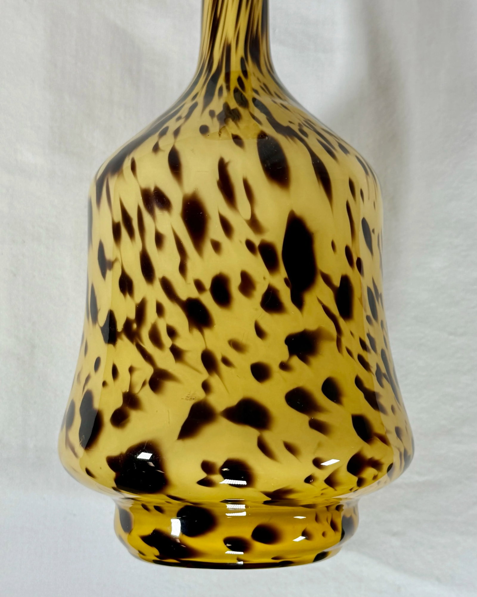 Vintage Tortoise Hand Blown Glass Art Murano Style Flora Form Vase - 3