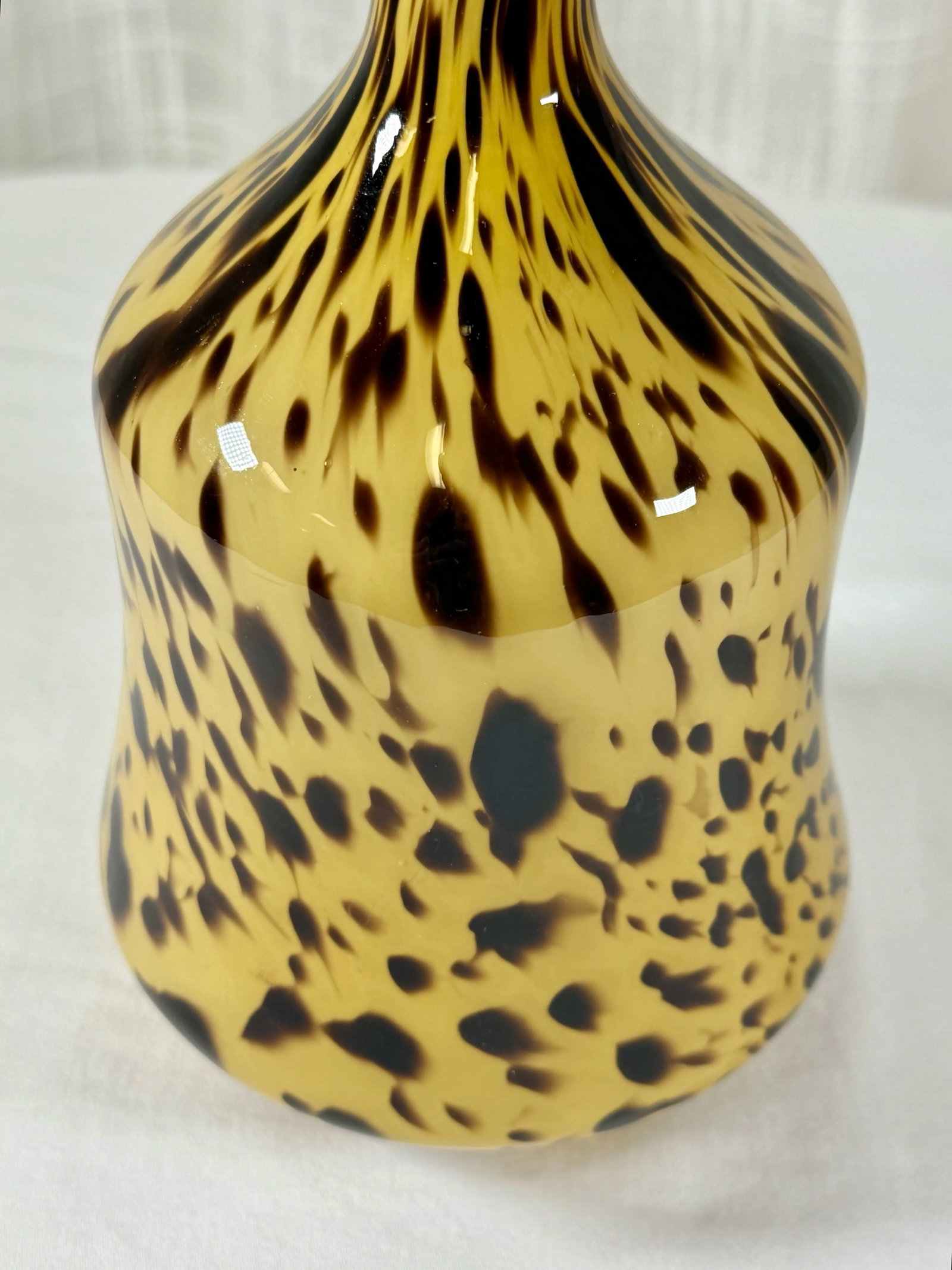 Vintage Tortoise Hand Blown Glass Art Murano Style Flora Form Vase - 4