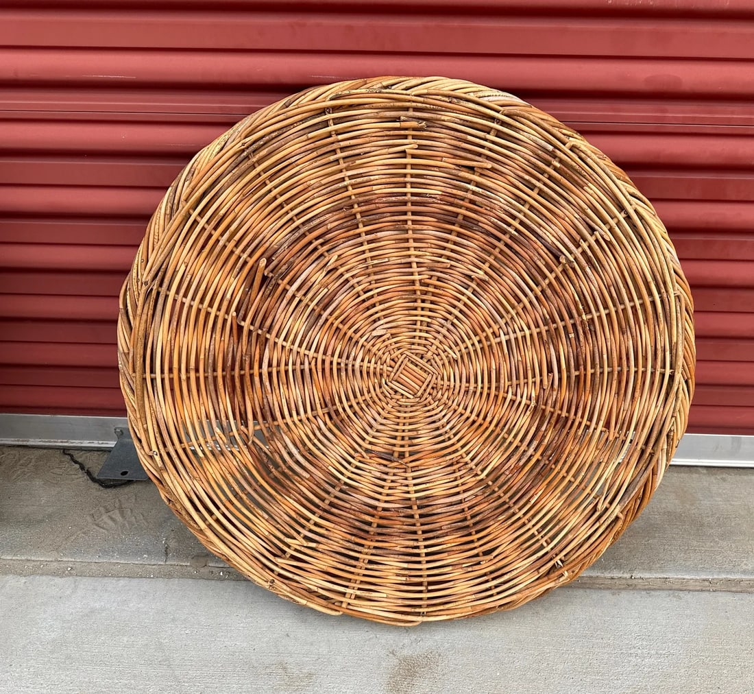 Large Rustic Thick Woven Wicker Tray - 2