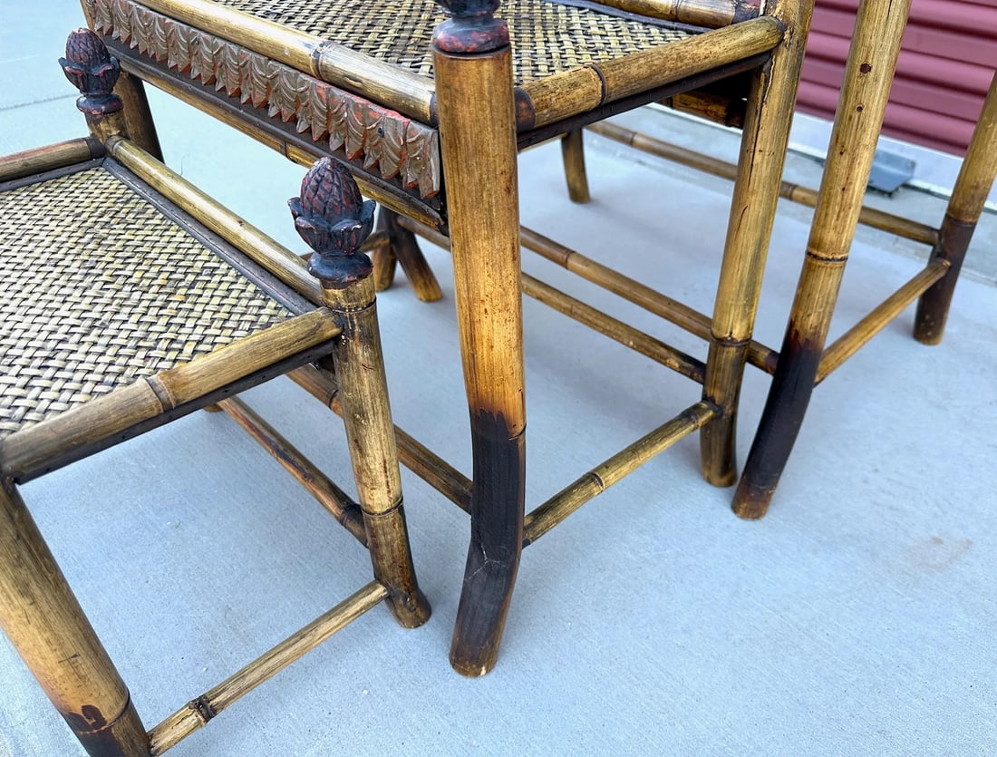Vintage Bamboo & Woven Rattan Nesting Tables - 6