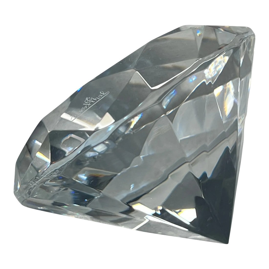Rosenthal Diamond Paper Weight: Fine crystal made in Germany by Rosenthal in the form of a diamond; an eye-catching multi-faceted paperweight. Etched with the Rosenthal signature. Condition: Alterations: Original Condition