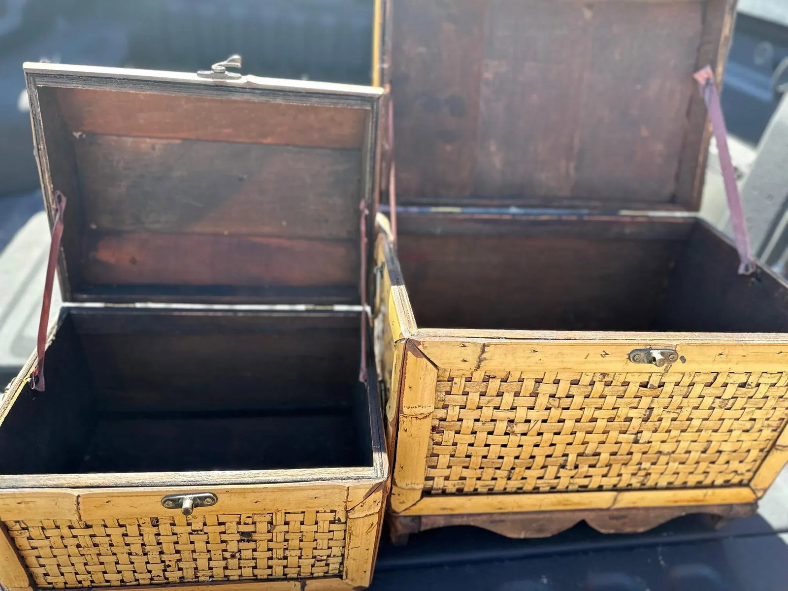 Pair of Bamboo Storage Boxes - 2