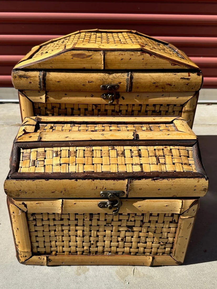 Pair of Bamboo Storage Boxes - 4