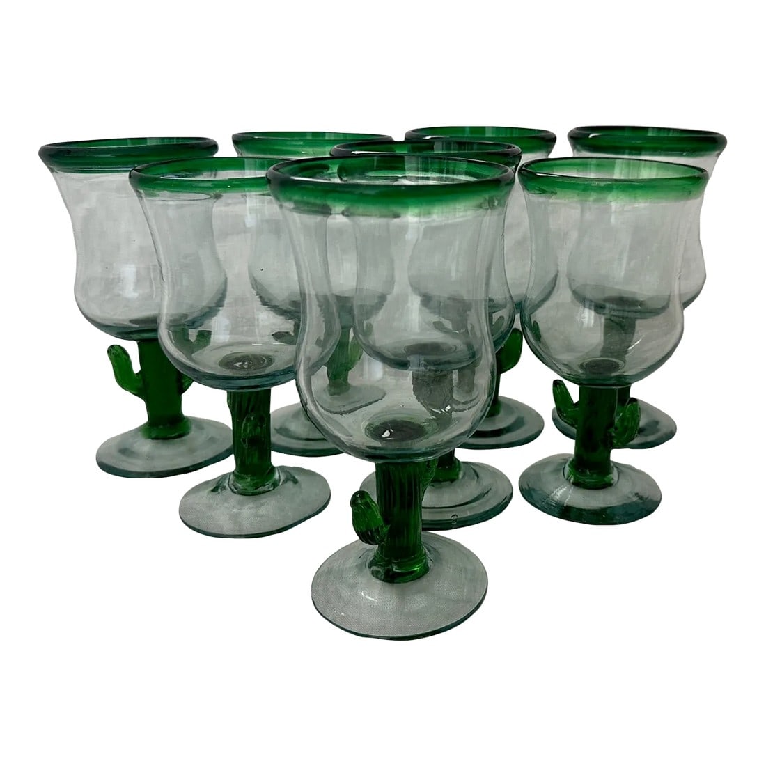 Set of 8 Hand Blown Saguaro Cactus Stem Goblets (1 of 7)