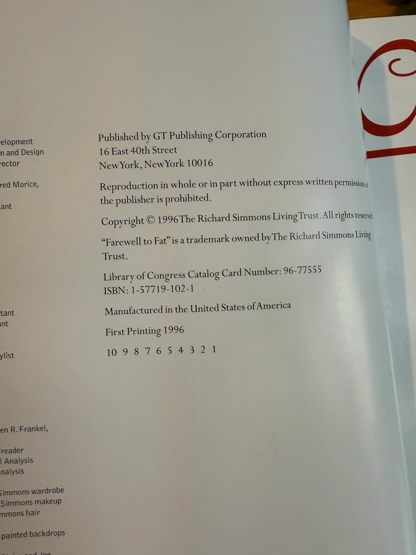 1996 Richard Simmons Cookbook Hardcover First Edition Farewell to Fat - 2