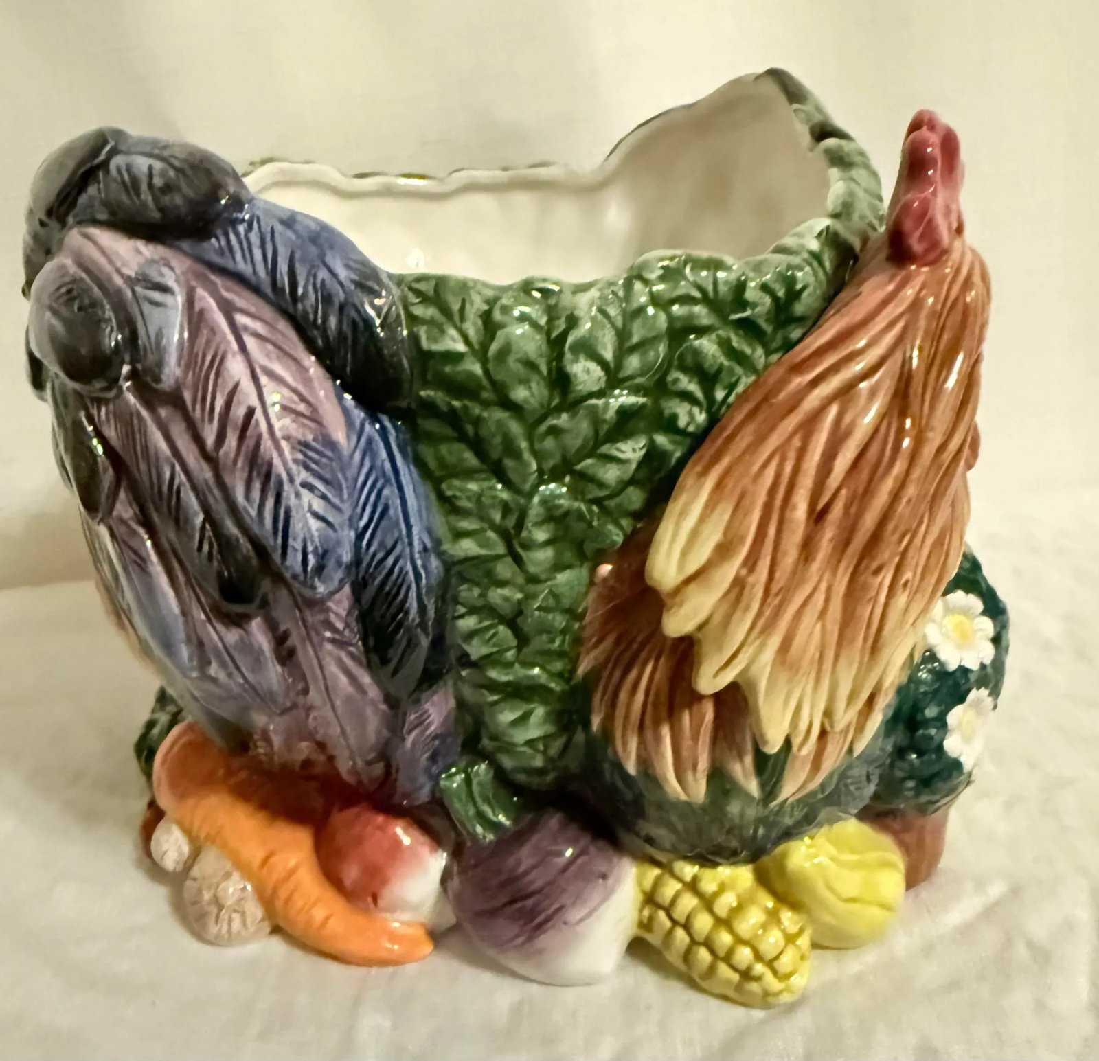 Stunning Vintage Fitz and Floyd Classics Coq Du Village Rooster Cachepot Planter - 2