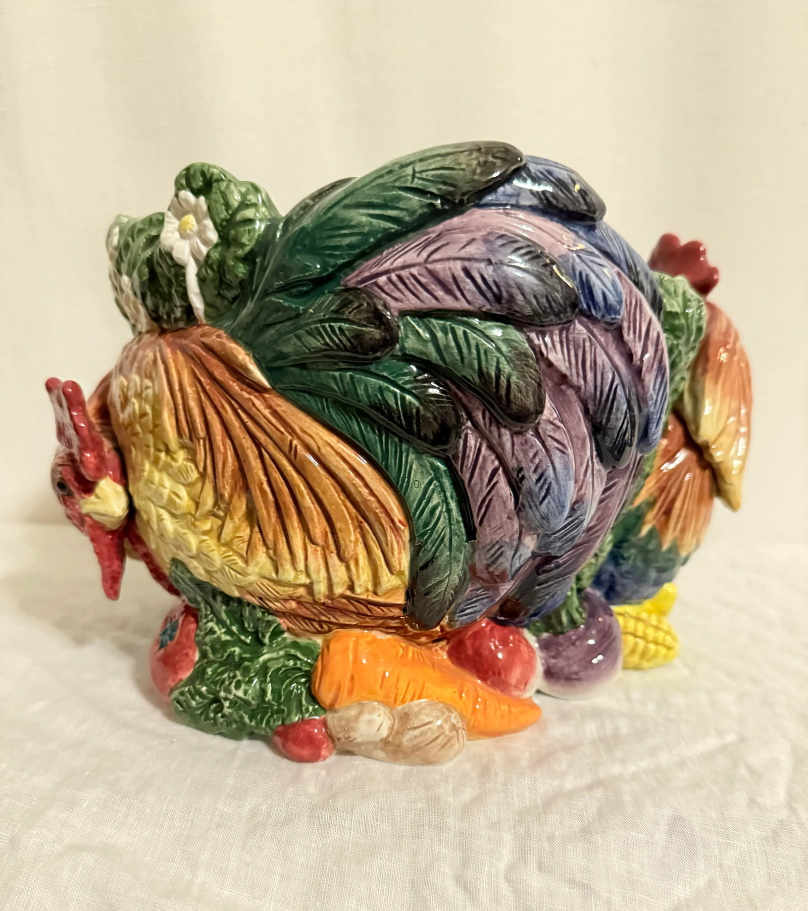 Stunning Vintage Fitz and Floyd Classics Coq Du Village Rooster Cachepot Planter - 3