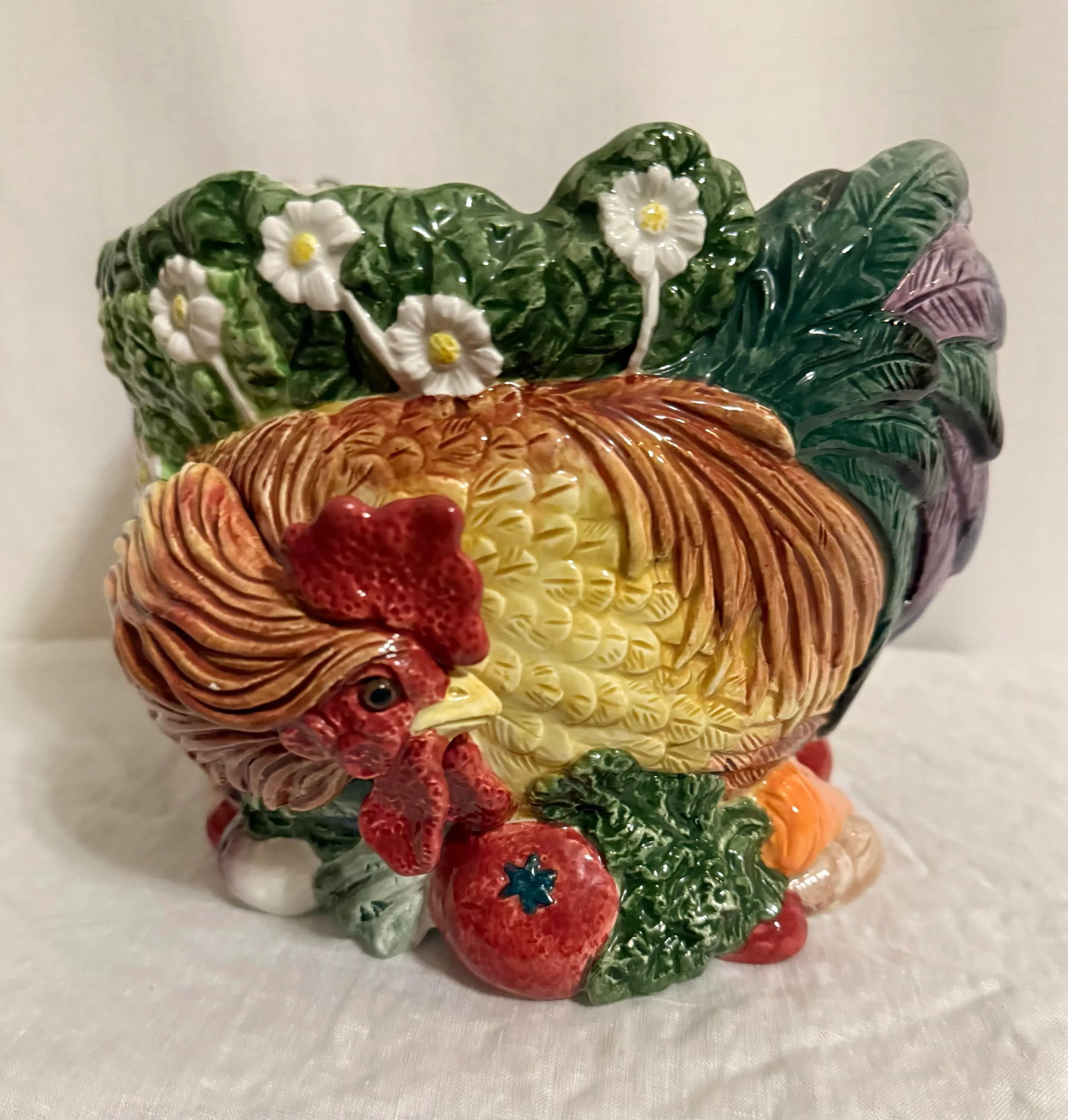 Stunning Vintage Fitz and Floyd Classics Coq Du Village Rooster Cachepot Planter - 4