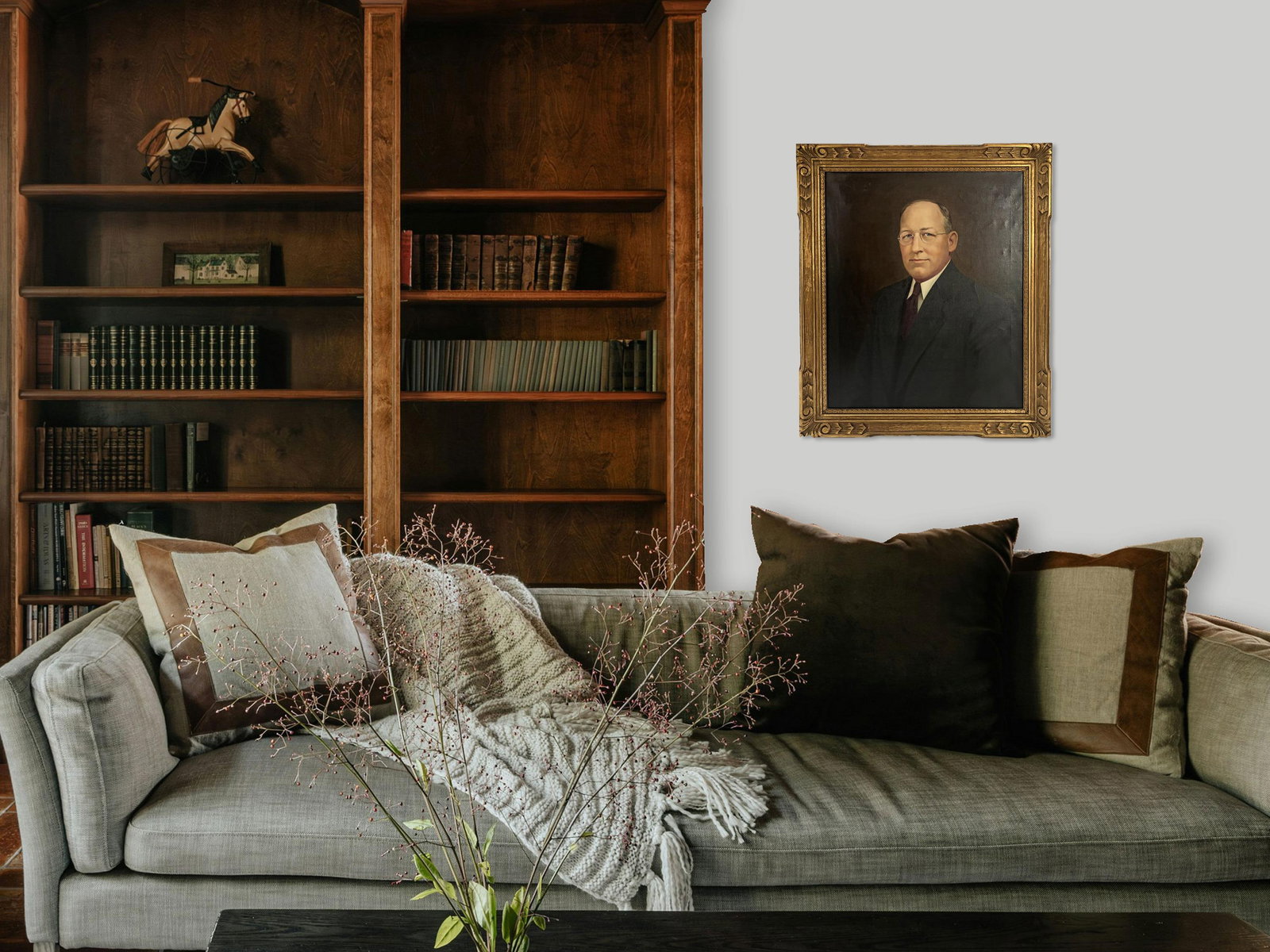 1920s Antique Portrait Oil Painting of a Gentleman, Framed - 2