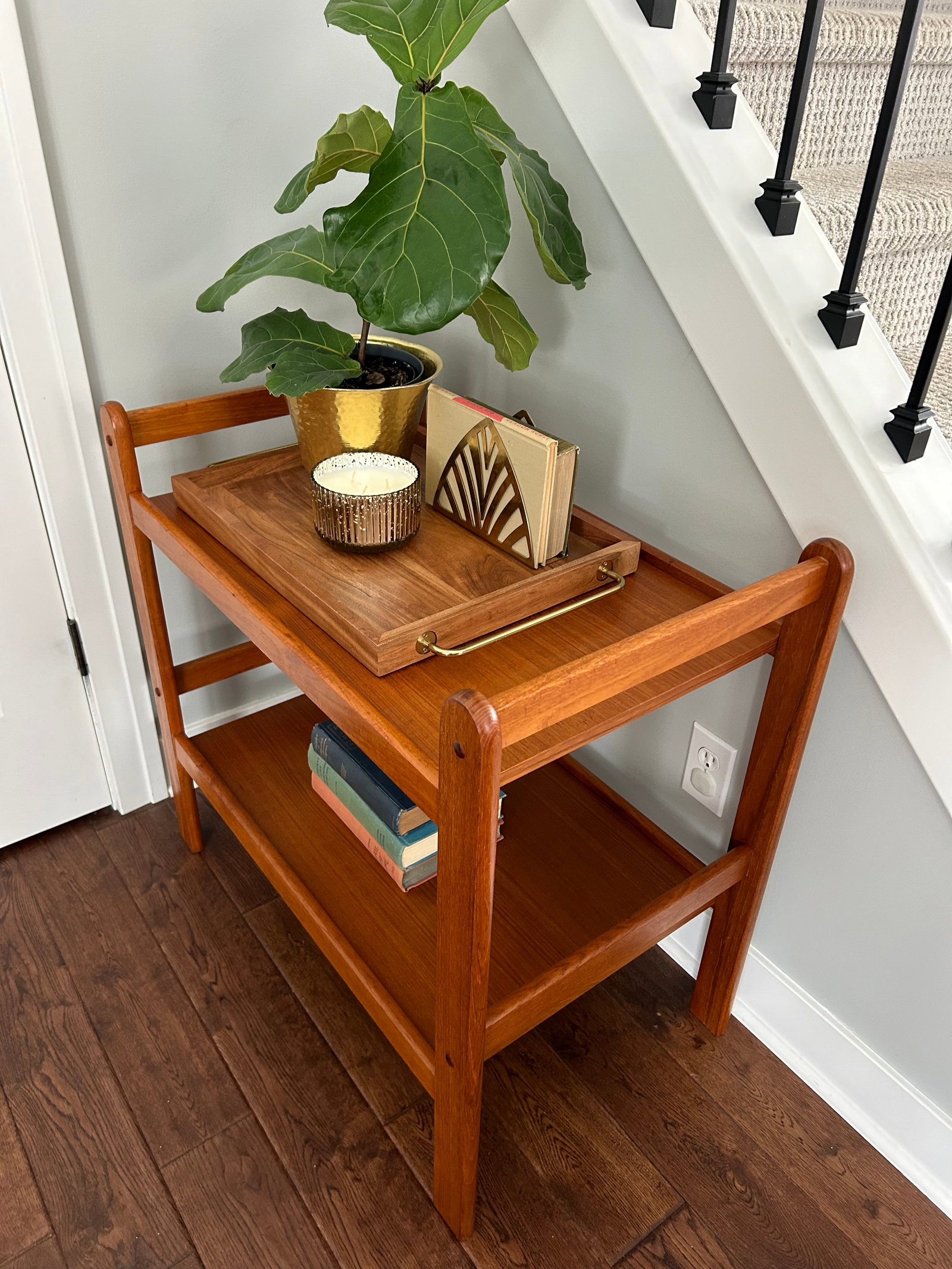 1960s Mid-Century Modern Teak Bar Cart Server - 11