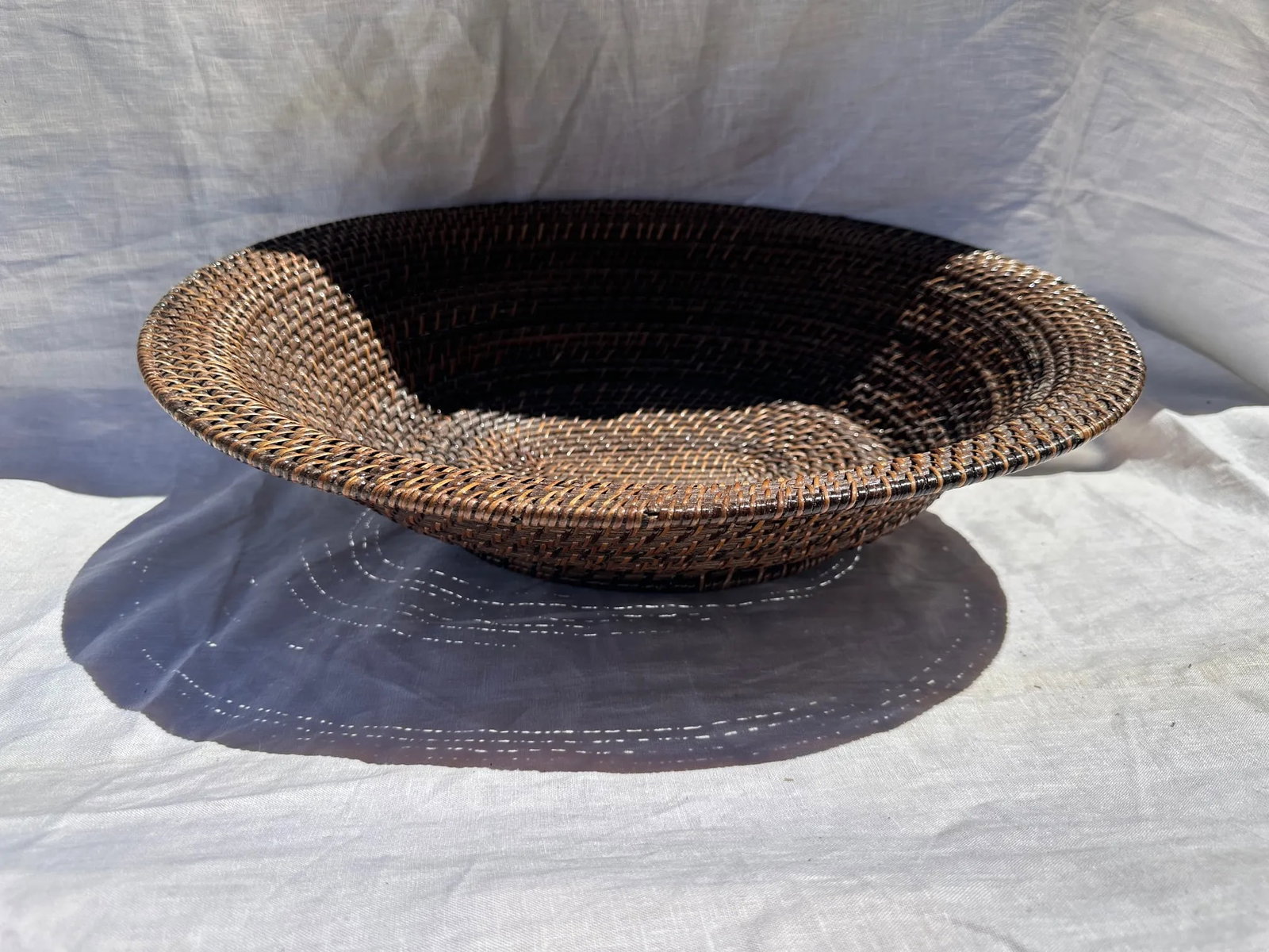 Brown Woven Rattan Oval Decorative Bowl - 4