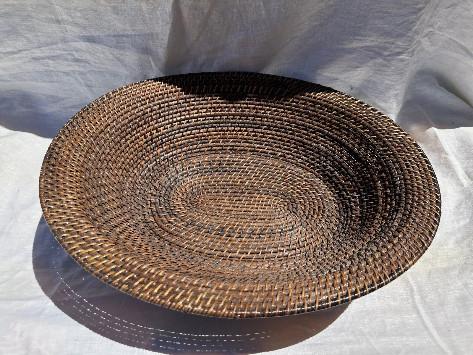 Brown Woven Rattan Oval Decorative Bowl - 5